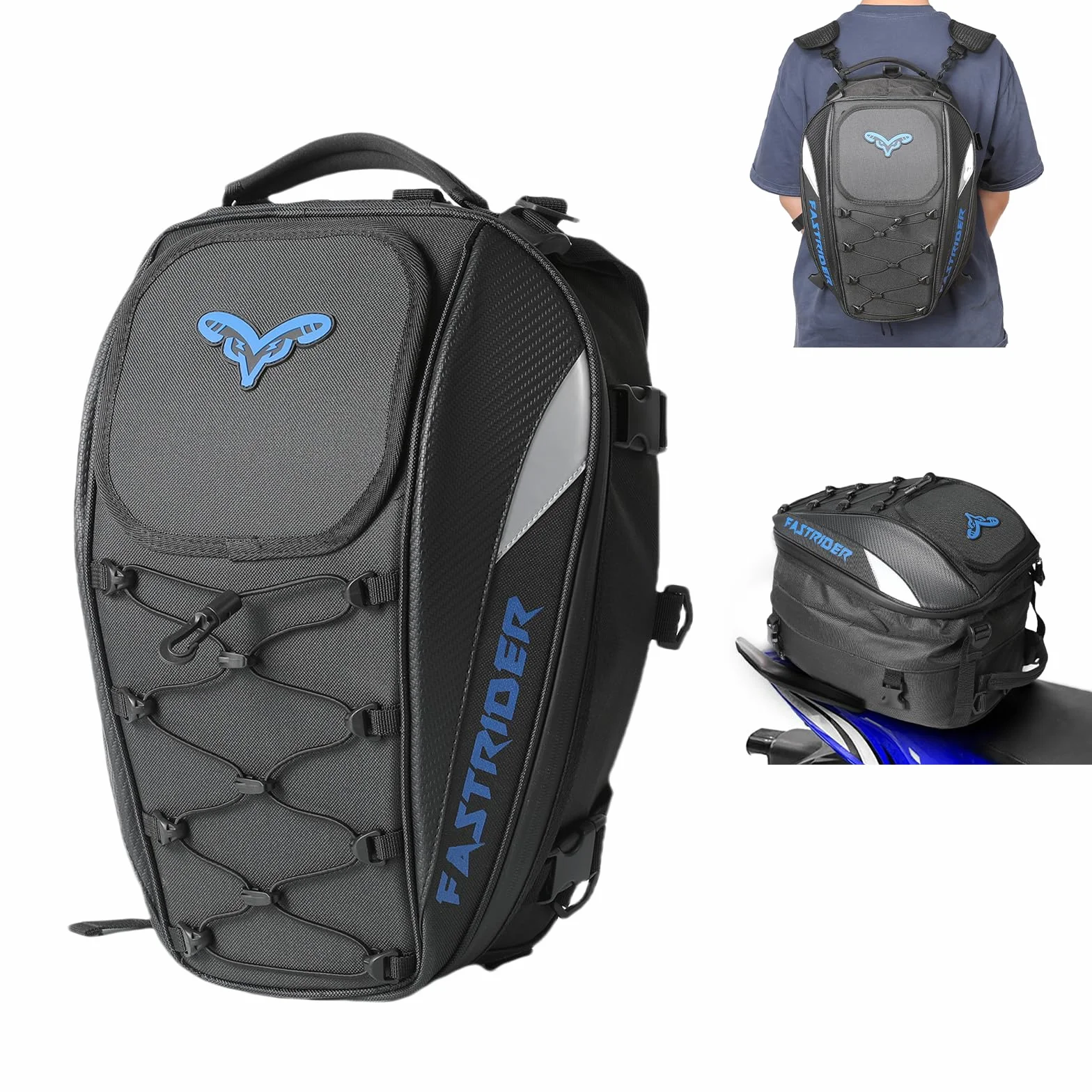 Torba borsa sella moto impermeabile 37L blu
