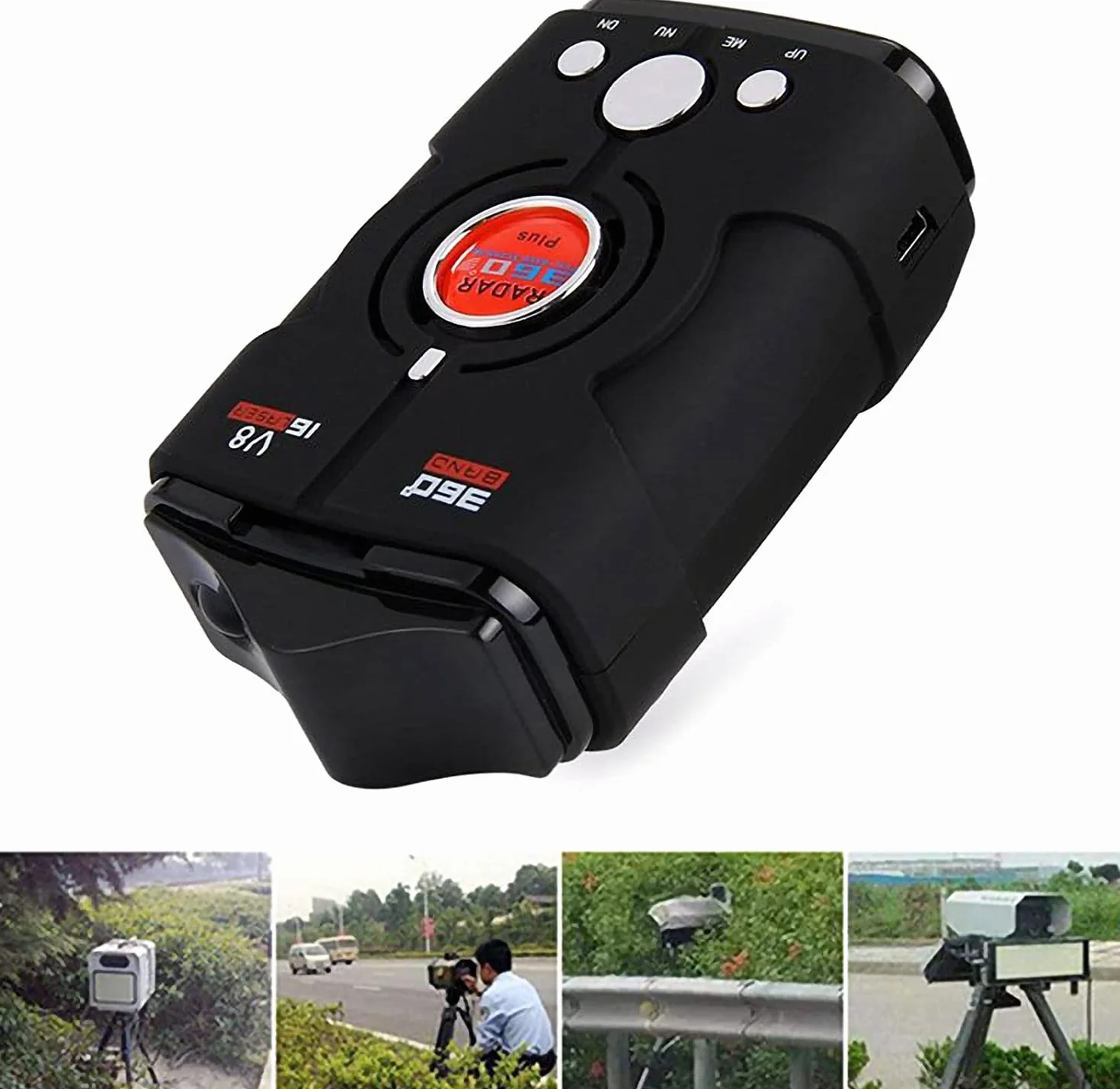 Rilevatore radar di velocità per auto, Rilevatore radar per auto Rilevatore autovelox, 360 ° Veicolo V8 Allarme vocale Avvertimento Allarme Display LED a 16 bande Band