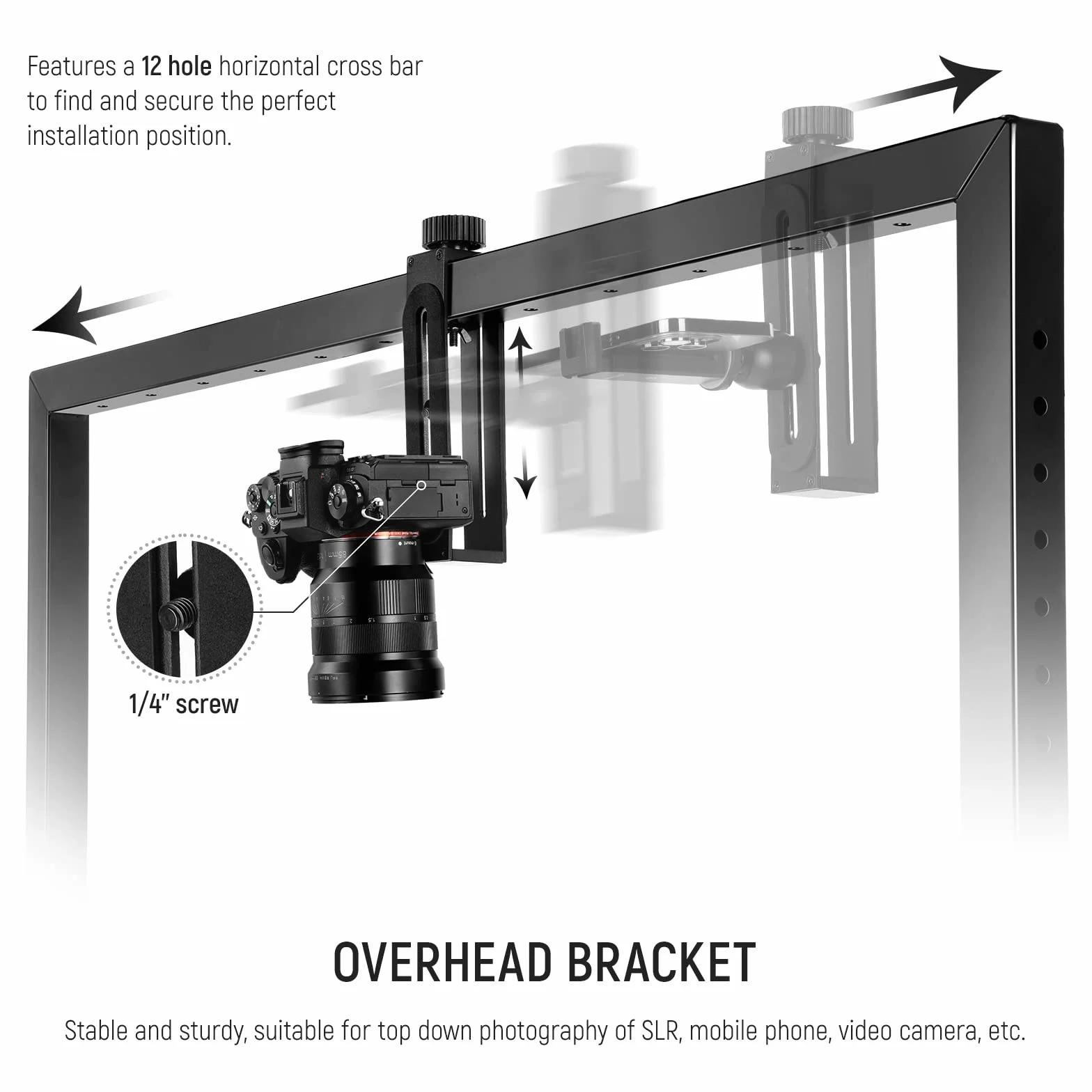 NEEWER Supporto Fotocamera dall'Alto per Scatti dall'Alto verso il Basso, Supporto da Tavolo in Acciaio Robusto per Multidispositivo per Fotografia Illuminazione, per Scrivanie ≥1m di Lunghezza, ST100