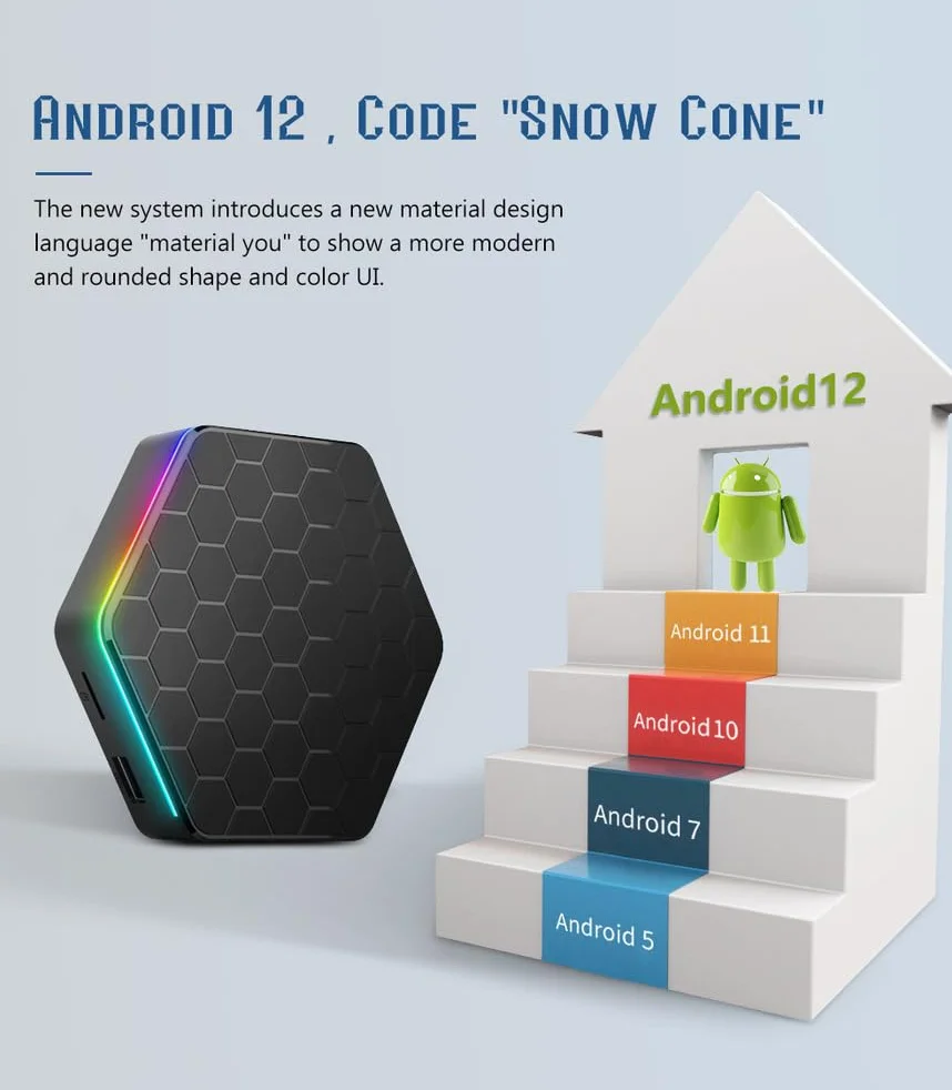 CHROX Box T95Z Plus Android 12.0, H618 2.0Ghz 64-Bit Quad-Core Cortex-A55 Mali-G310 GPU Supporto 2.4/5.0Ghz WIFI6 BT5.0 100M Ethernet 8K 1080P HDR10+ HDMI 2.1 H.265,4gb+32gb