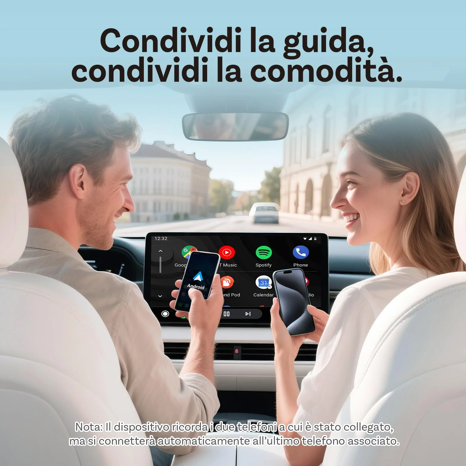 OTTOCAST (2026 Aggiornato) 2 in 1 Adattatore Wireless CarPlay & Android Auto, Mini Slim per iOS 10+ & Android 11+, Supporto Multi-Utente, Plug & Play, Connessione Veloce