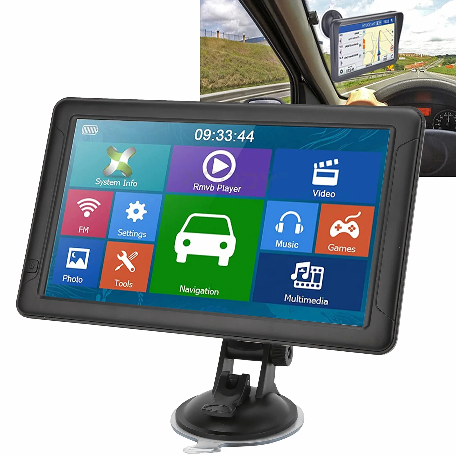 Shanrya Navigazione GPS touch screen, mappa America Navigazione GPS per auto Guida vocale da 9 pollici Memoria da 8 GB per camion