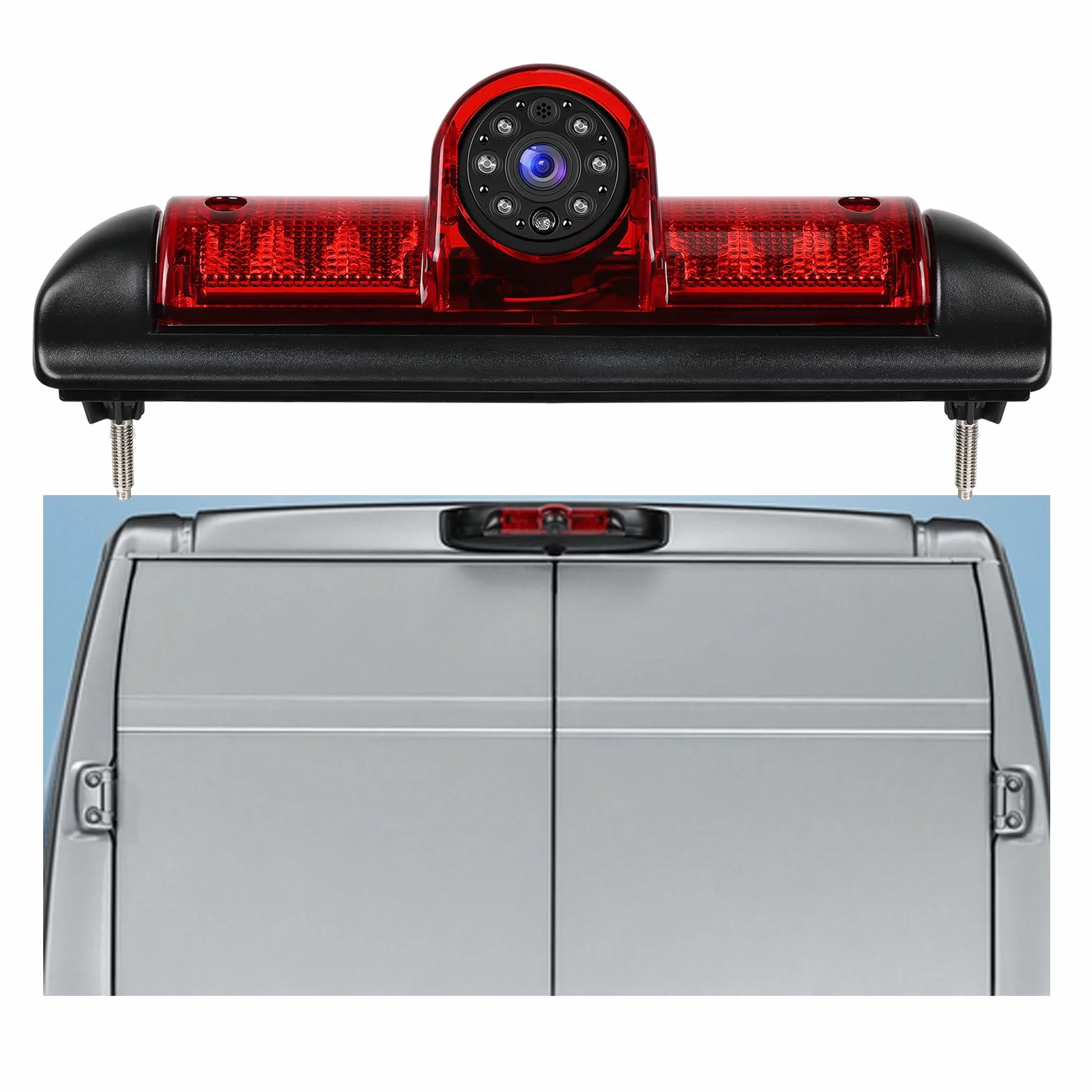 Hodozzy Telecamera Posteriore per FIAT Ducato 3/Peugeot Boxer/Citroen Jumper, Telecamera per Terza Luce di Stop, Visione Notturna a IR, Impermeabile IP67, Angolo Regolabile, con Linea di Retromarcia