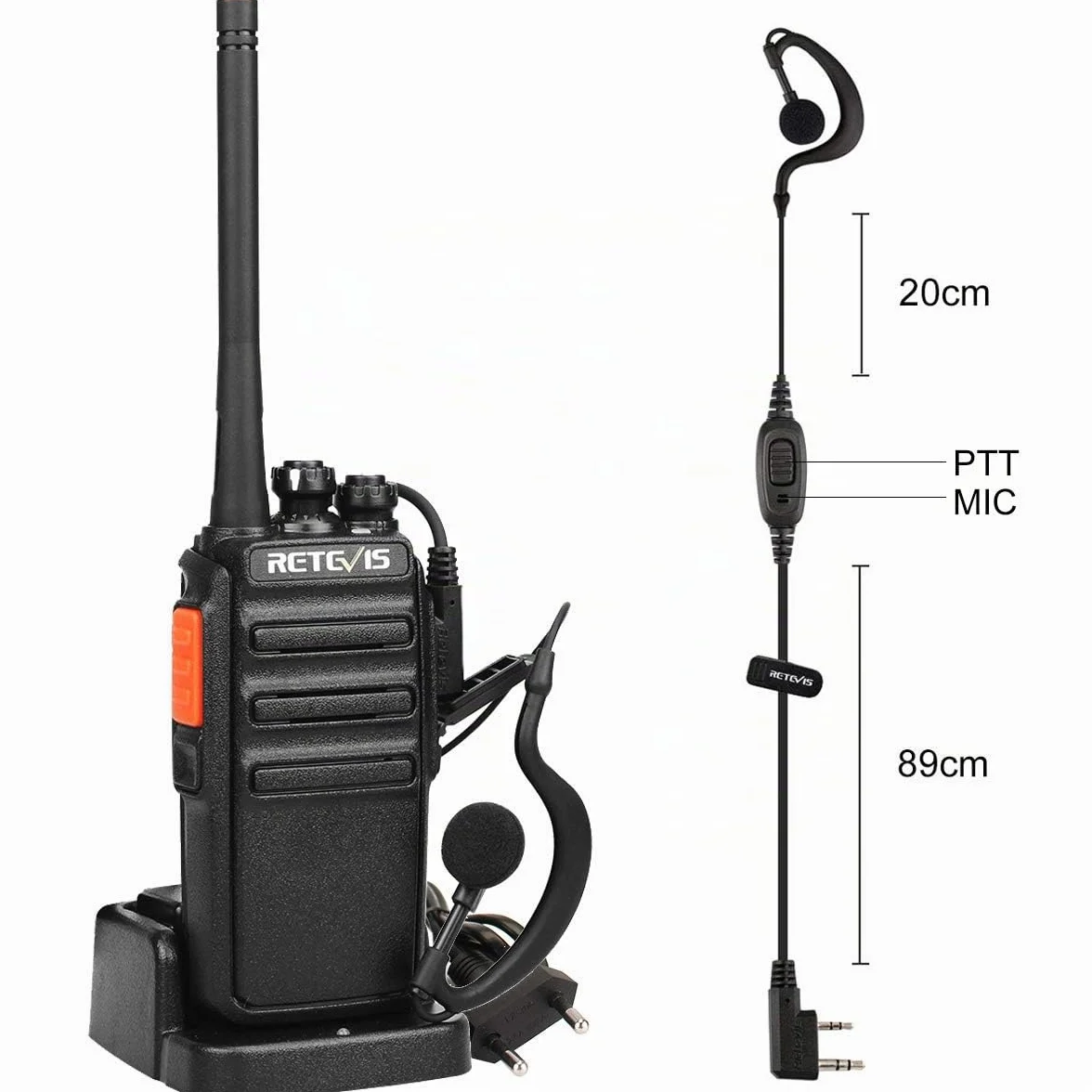 Retevis RT24 Walkie Talkie, PMR446 Licenza-Libero 16 Canali CTCSS/DCS, Walkie Talkie Professionali, Ricetrasmittenti con Auricolare, per Ristoranti, Scuole, Supermercati, Hotel ecc. (Nero,5 Coppia)