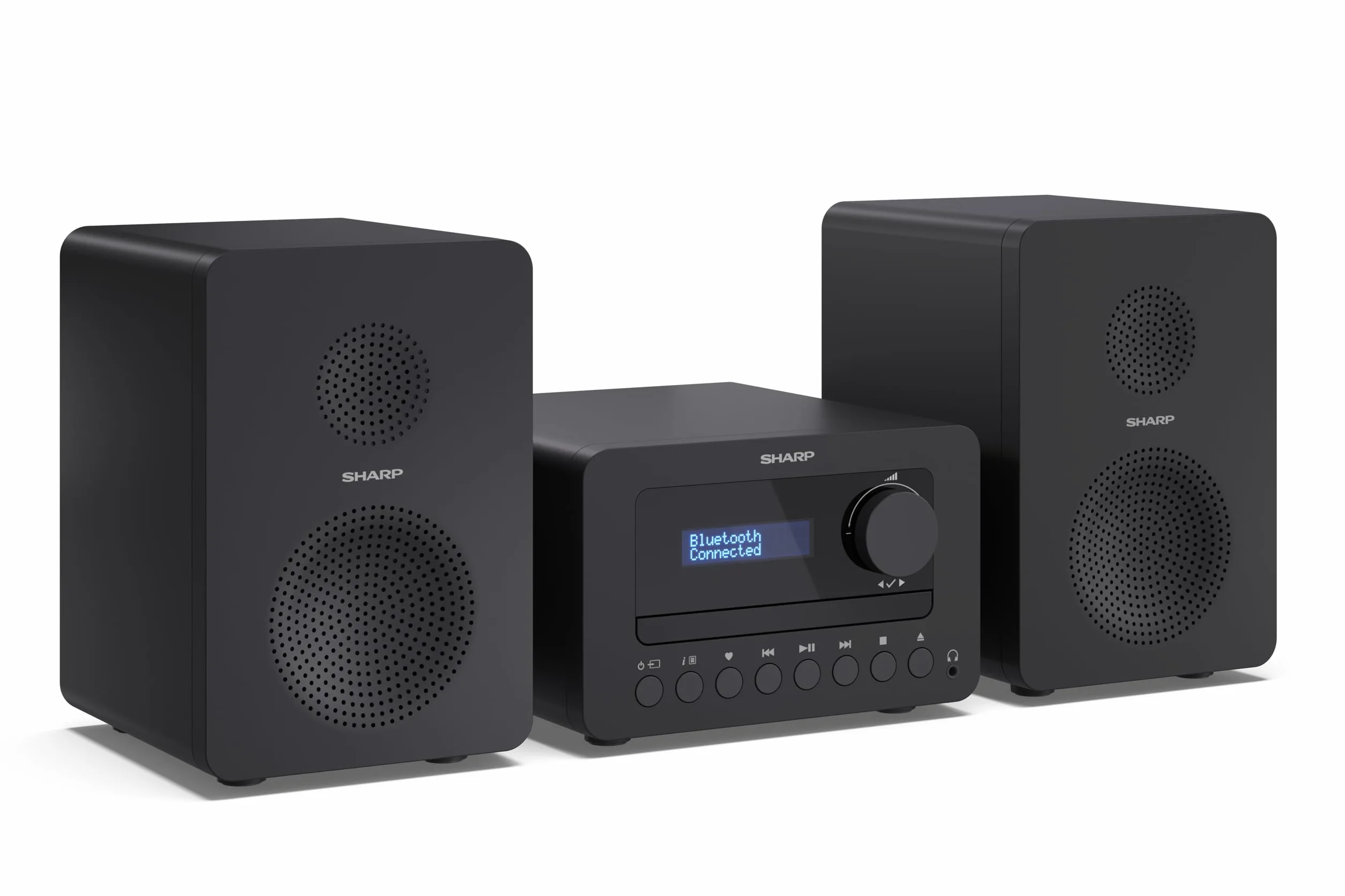 SHARP XL-B520D (BK) Tokyo Dab+ - Micro sistema Hi-Fi, radio digitale stereo compatta con lettore CD, Bluetooth 5.0, RDS, riproduzione MP3 USB, altoparlanti a 2 vie e telecomando, 40 W, colore nero