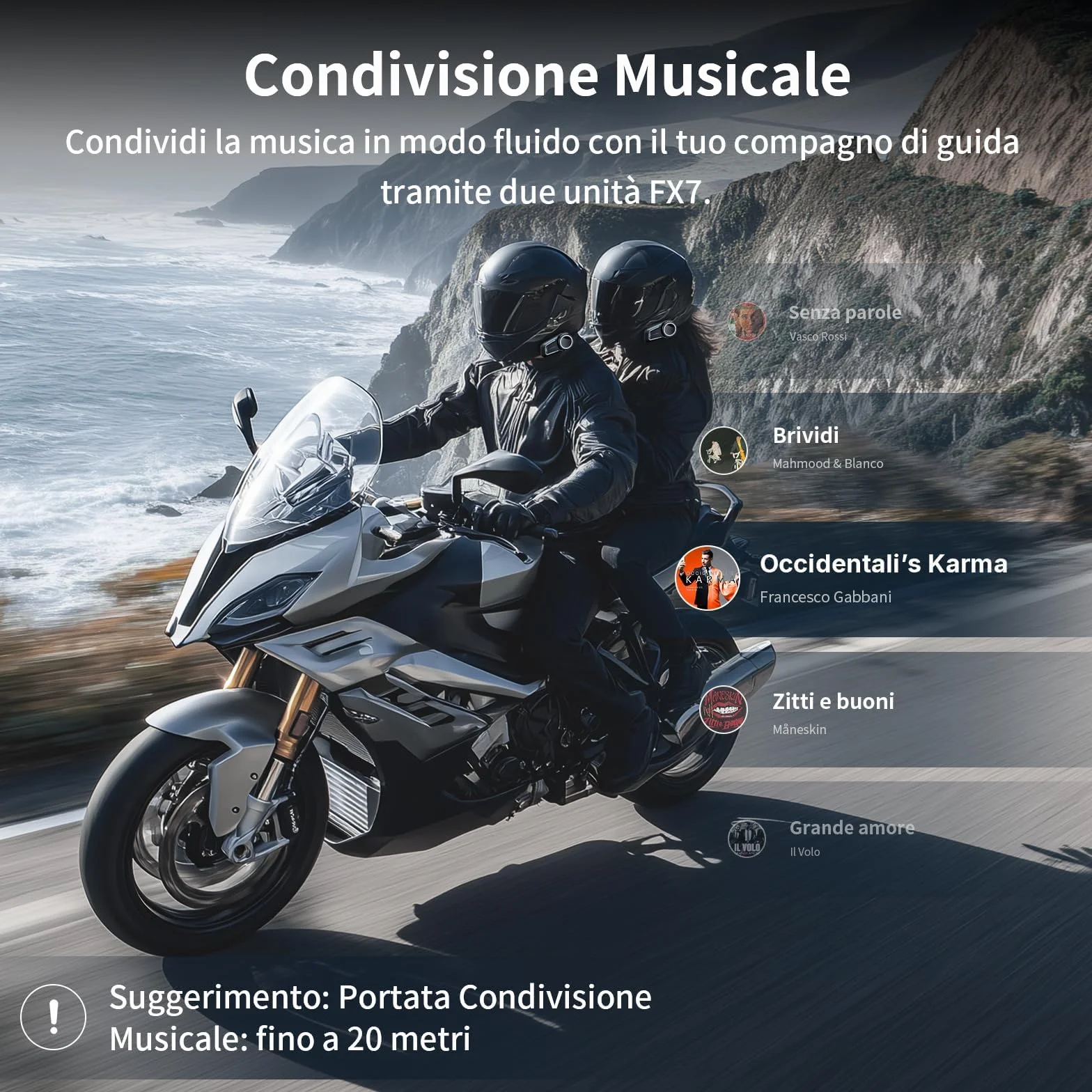 Fodsports FX7 10 - Utenti Mesh Interfono Moto Coppia | Condivisione Musicale, 2000m Interfono per Casco, Doppio Chip V5.4 Auricolari Moto con Multitasking Audio & FM