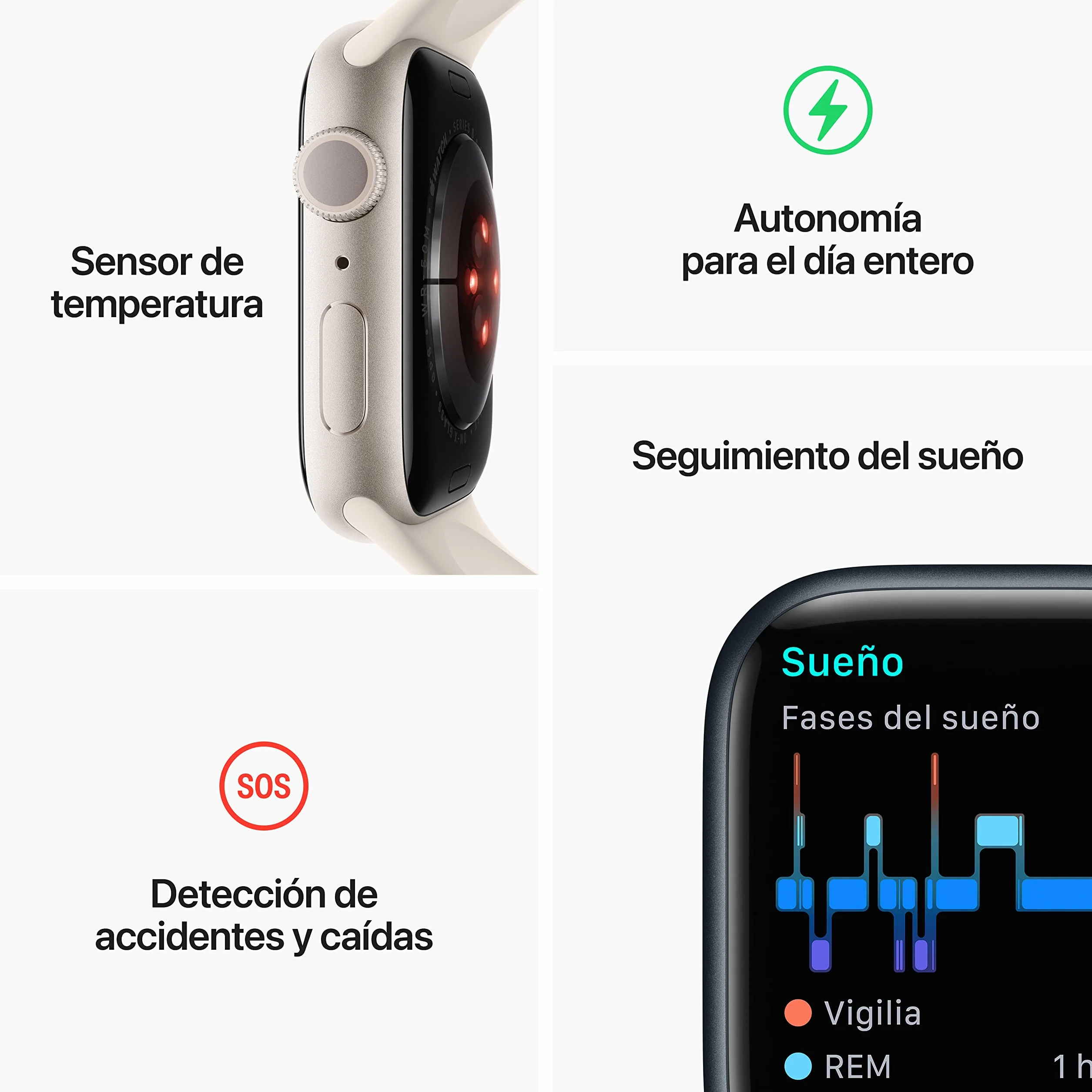 Apple Watch Series 8 (GPS, 45MM) - Case Galassia in Alluminio con Cinturino Sport Galassia (Ricondizionato)