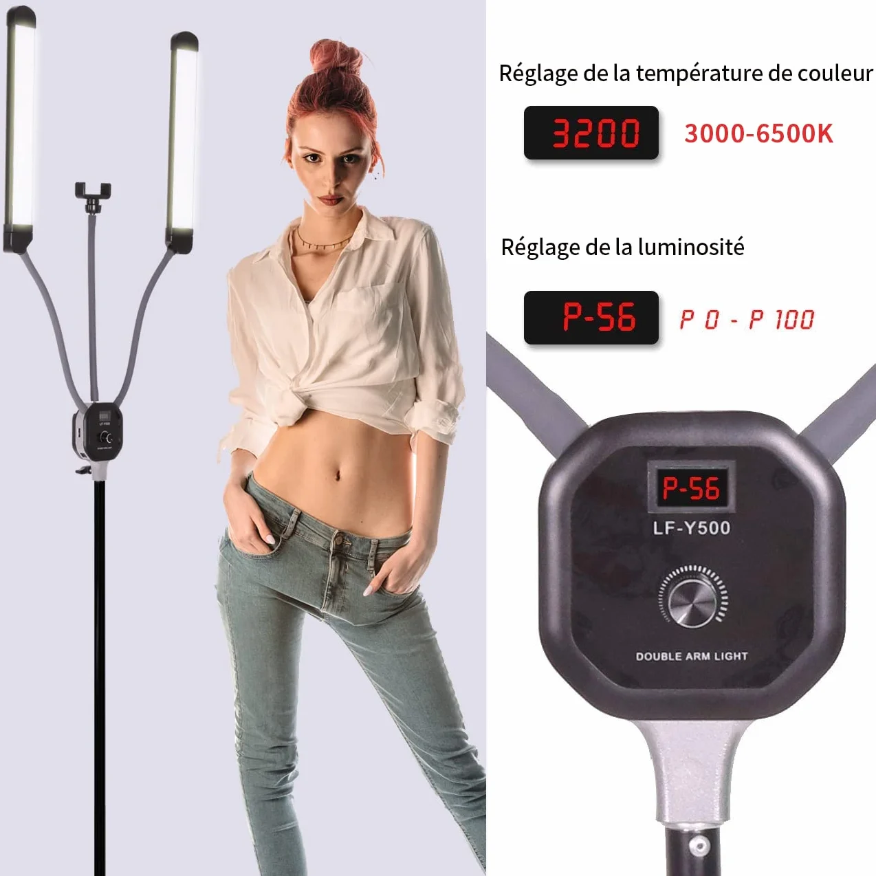 3000-6500K, CRI 90+ Lampada Video Dimmerabile LED 50 W con Borsa Treppiede Kit di Illuminazione Fotografica per Luce Truccatore, Lampada per Ciglia, Live Bellezza, Tatuaggio, Riprese Studio