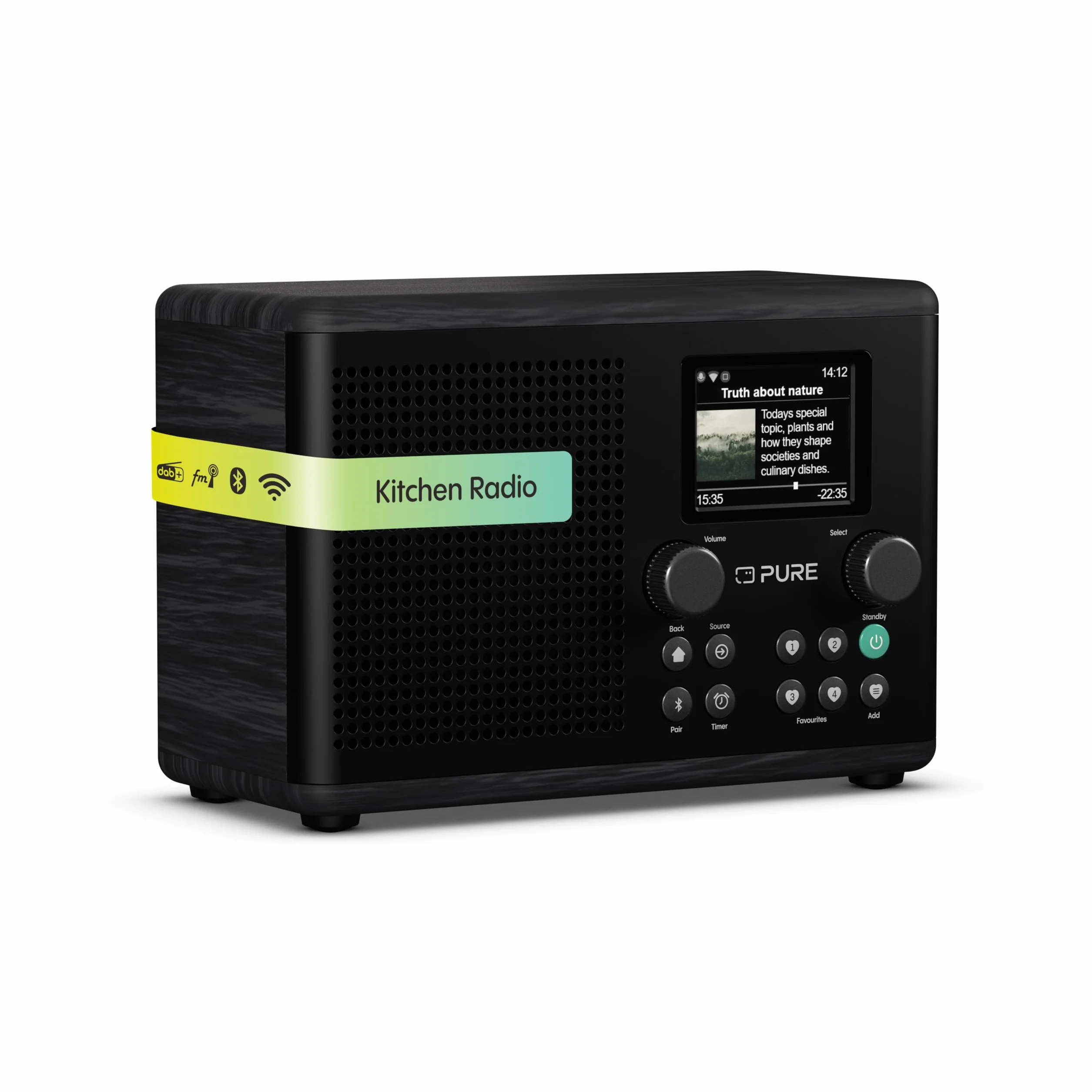 Radio Internet Pure Classic H4i WiFi DAB+ FM Bluetooth 5.3 USB Altoparlante 10W Schermo 2,4" Nero