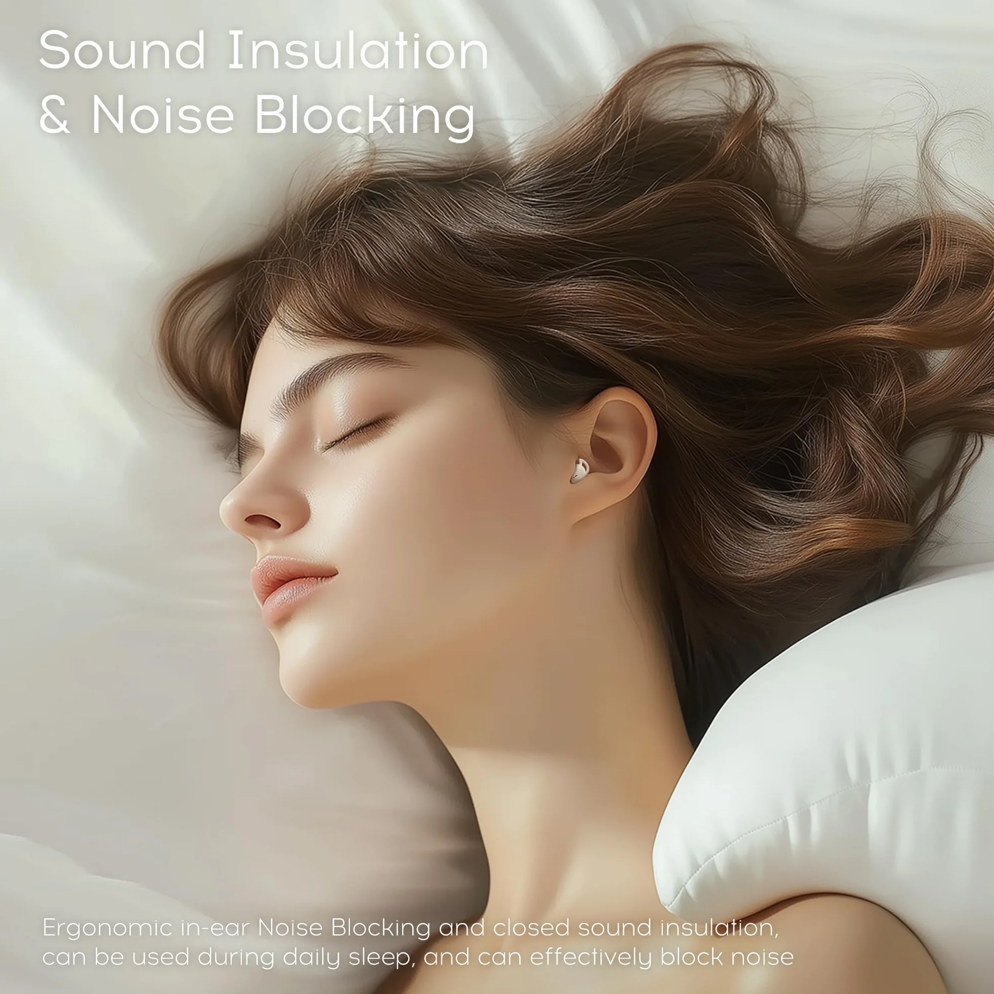Cuffie per Dormire, Mini Auricolari Wireless Bluetooth 6.0 Auricolari per Dormire in silicone liquido, Auricolar ascosti con Display di Alimentazione per Esercizio, Lavoro, Escursionismo