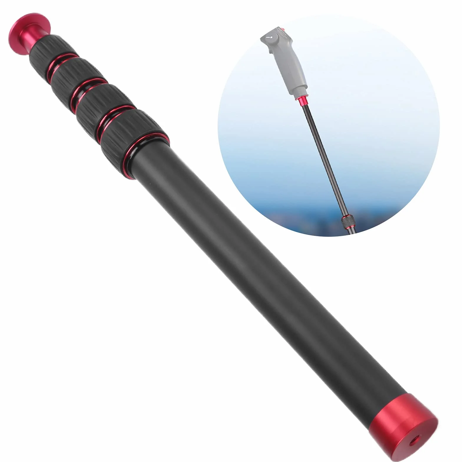 Asta di Prolunga per Monopiede per Fotocamera con 5 Tubi di Prolunga, Lega di Alluminio, Vite da 1/4 di Pollice, capacità di Carico di 5 Kg, per Treppiede, Monopiede, Estensione