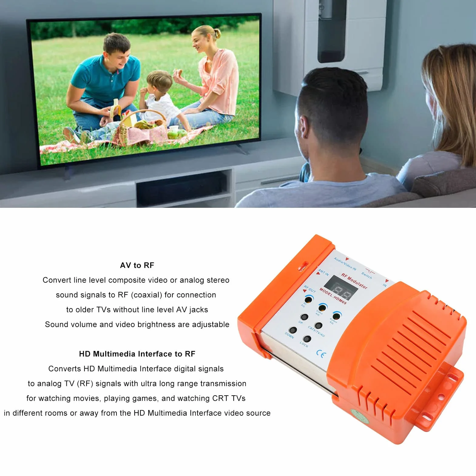 Modulatore HDMI RF Digitale, Convertitore AV a RF 1080P PAL/NTSC per HDTV