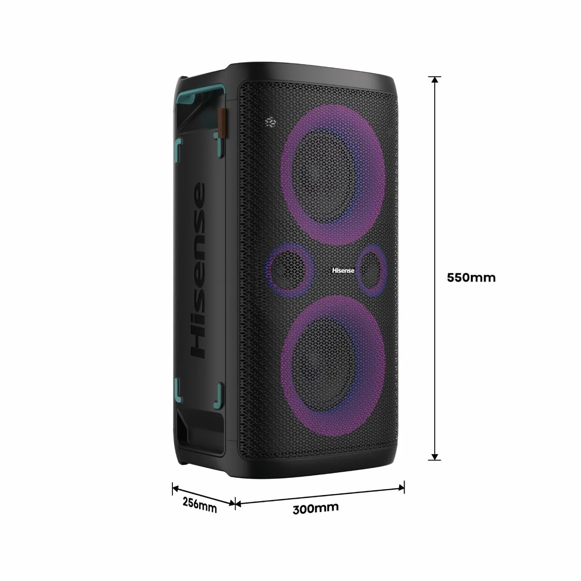 Hisense Party Storm, l'altoparlante Bluetooth con una potenza da 300W, woofer integrato,Modalita' Karaoke, wireless charging pad integrato, ingresso e uscita AUX, USB