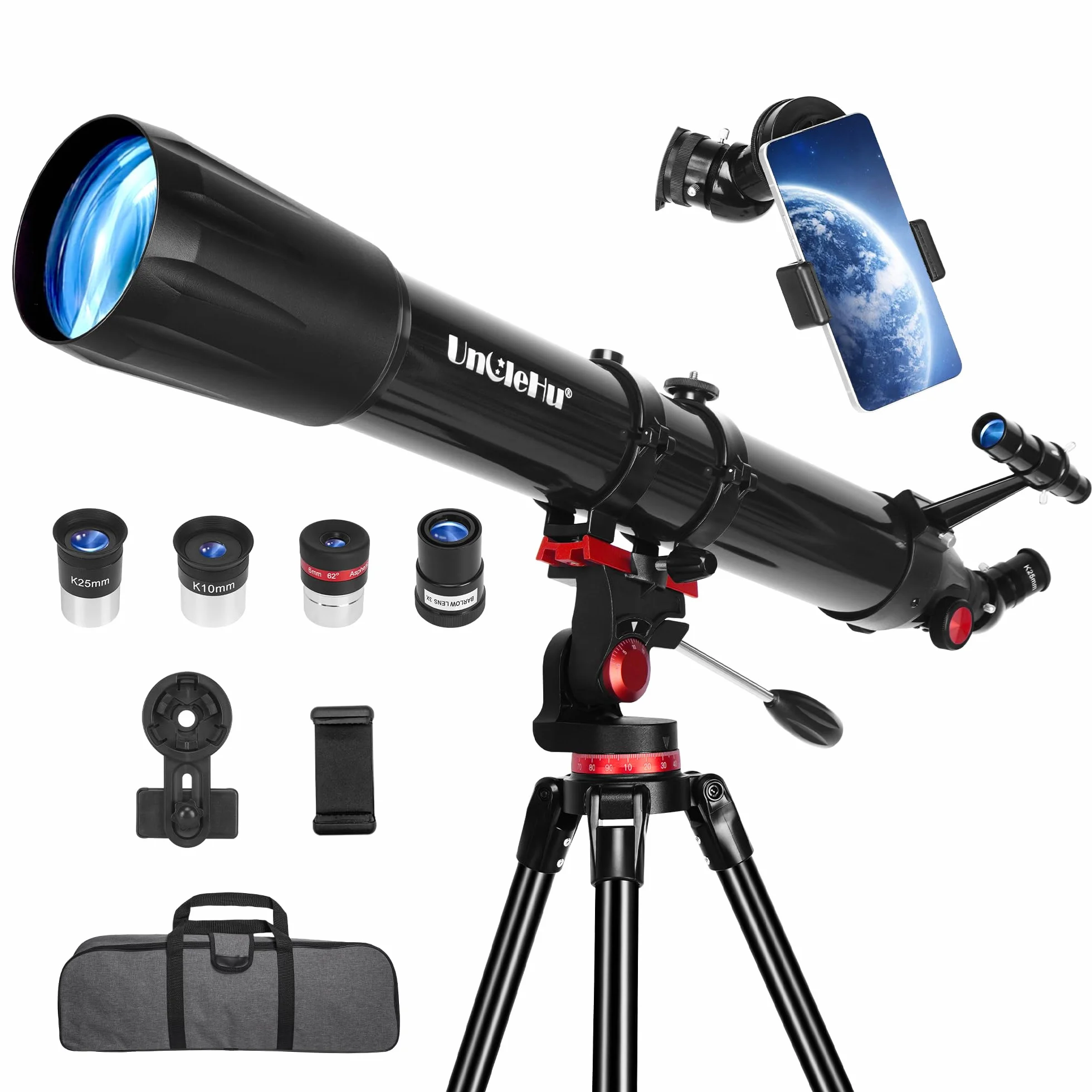 Telescopio per astronomia adulti principianti, 36X-450X, telescopi astronomici rifrattori portatili professionali da 90mm di apertura/900mm con treppiede&adattatore per telefono&borsa da trasporto