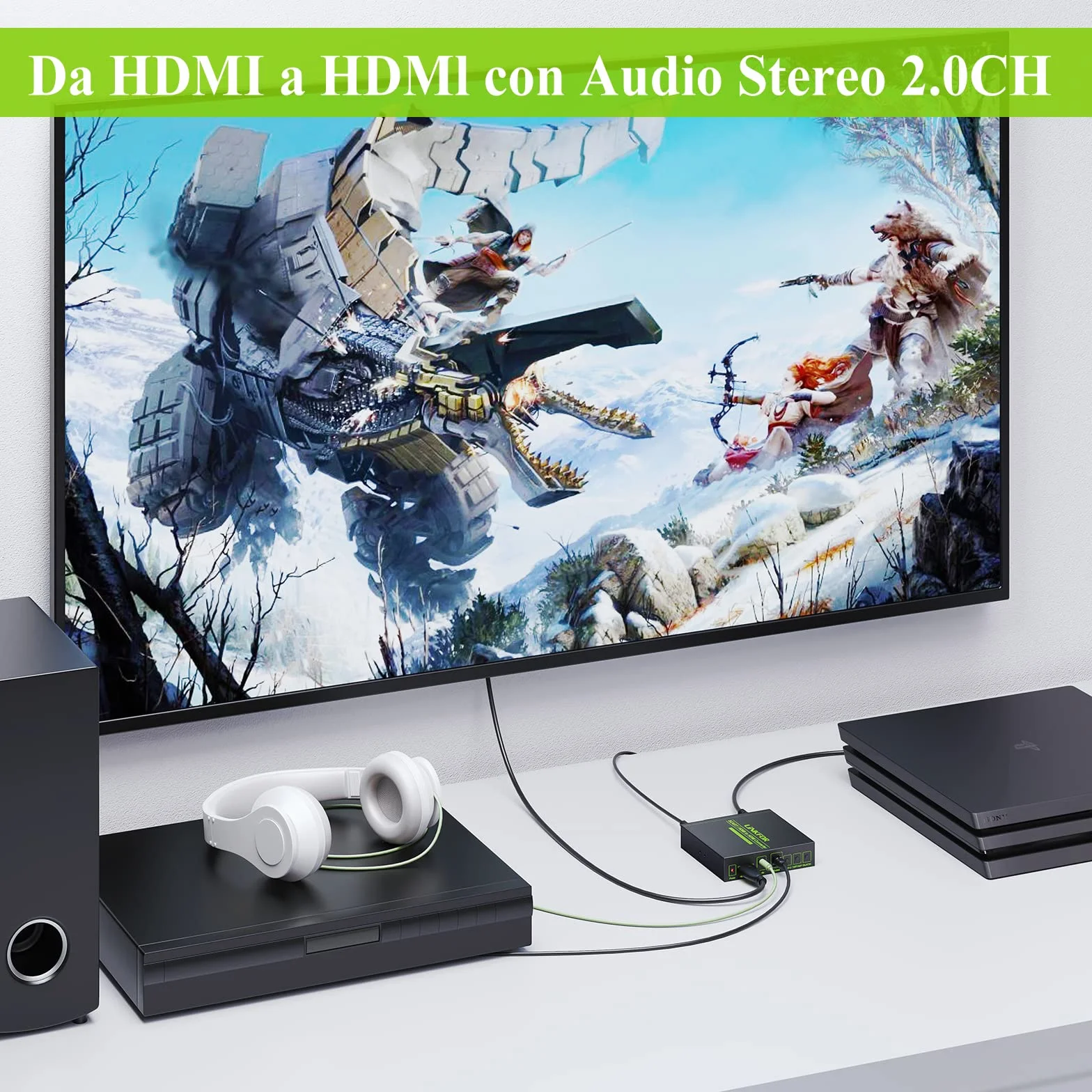 LiNKFOR Convertitore Scart a HDMI 720p/1080p con Cavo SCART+HDMI Adattatore per HDTV STB PS3 Sky Blu-ray DVD
