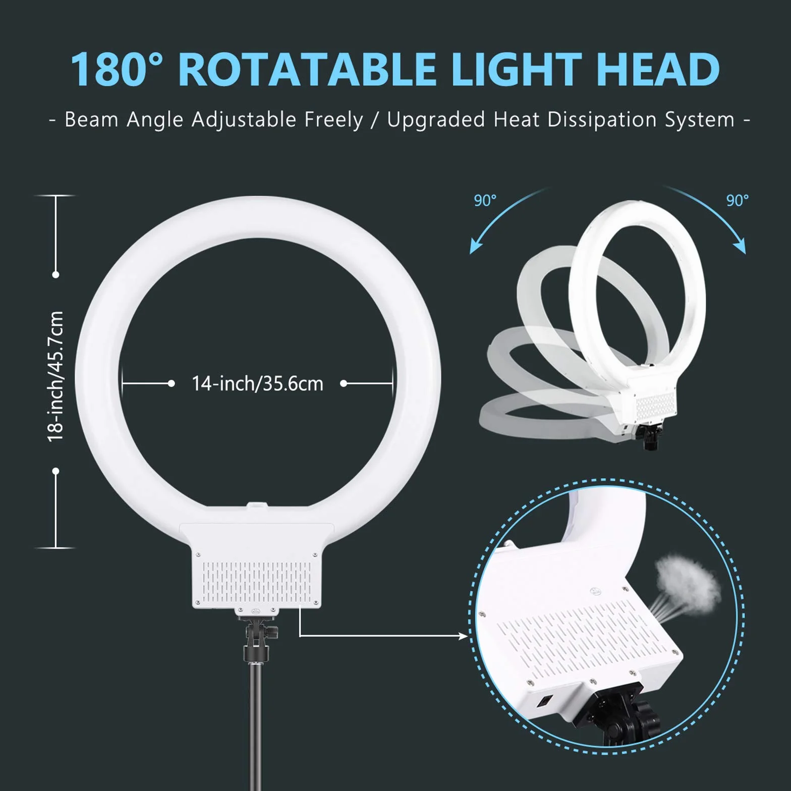 Neewer 46cm Luce LED Anulare Bianca con Cavalletto Dimmerabile 42W 3200-5600K con Filtri Colorati Hotshoe & Supporto Clip per Smartphone per Trucco Youtube Video Fotocamere Smartphone