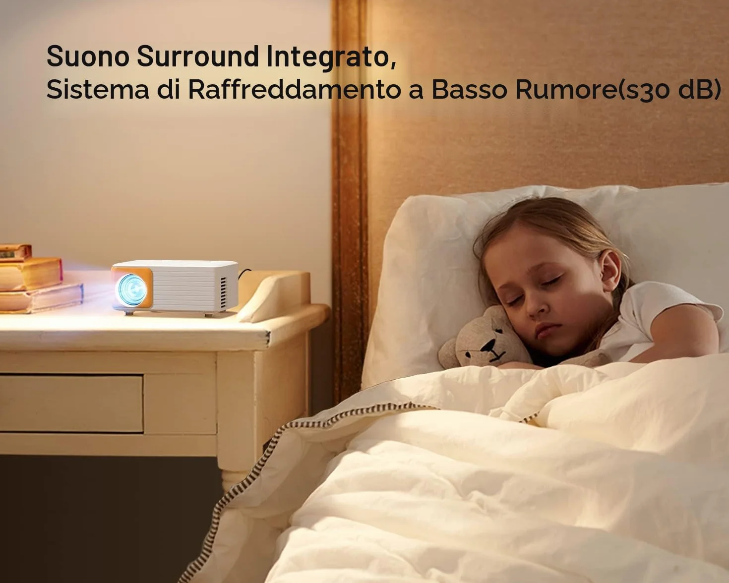 Mini Proiettore WiFi Bluetooth, YOTON Y3 Portatile Proiettore 15000 Lumens, Videoproiettore 4K Supporto Full HD 1080P, Zoom 50% e keystone ±50°, compatibile con telefoni iOS e Android/PC/Fire Stick