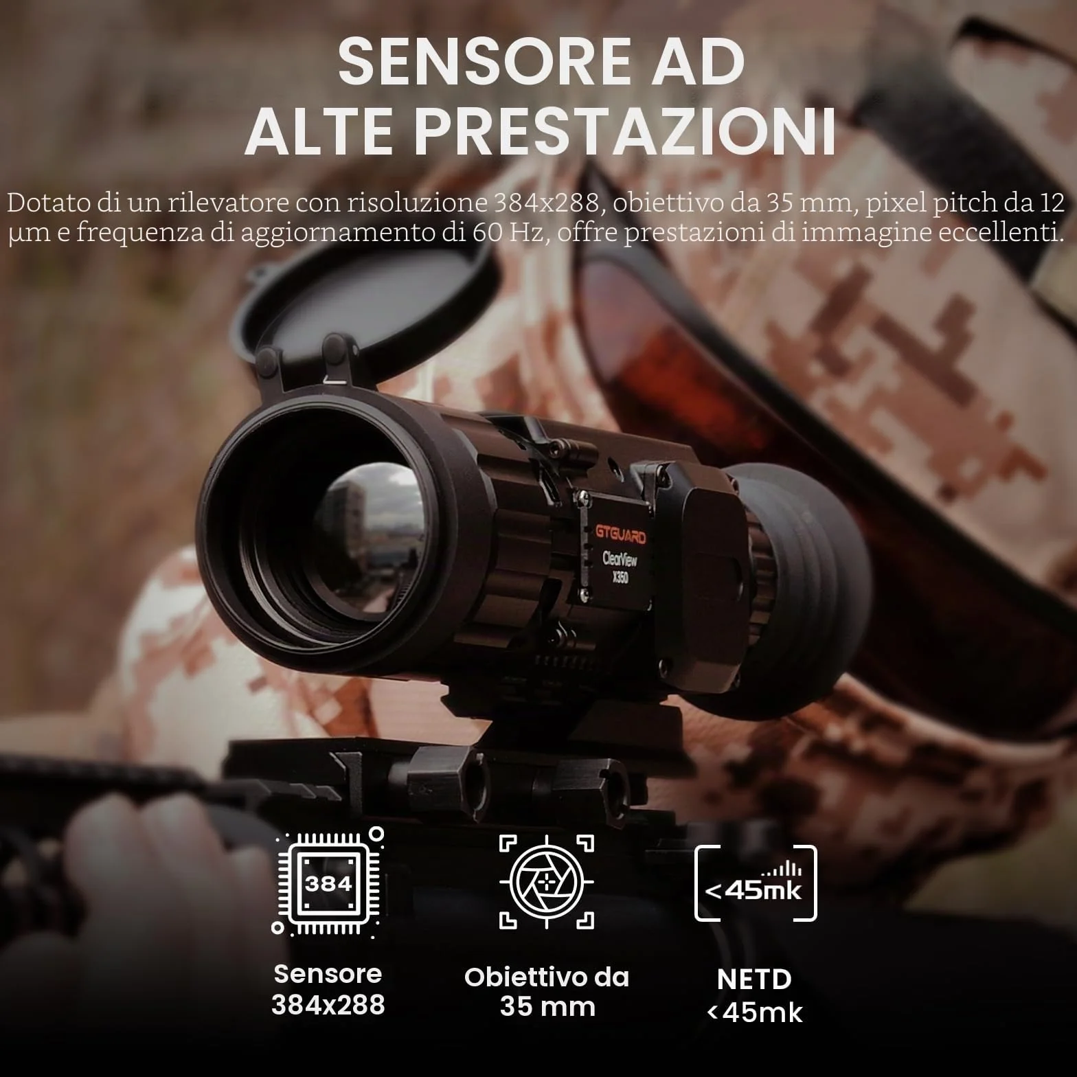 Cannocchiale Termico per Fucile X350 Display Micro-OLED HD 1024x768 1100m 35mm 10h WiFi 64GB
