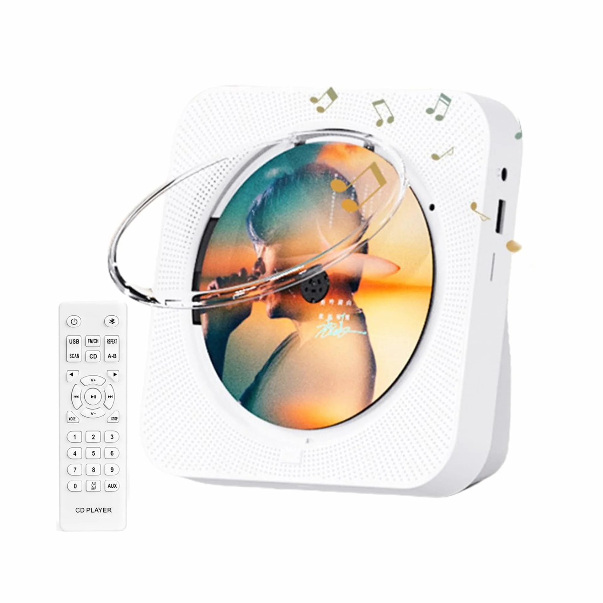 Lettore CD, lettore CD Bluetooth portatile, altoparlanti hi-fi integrati con timer, radio FM USB