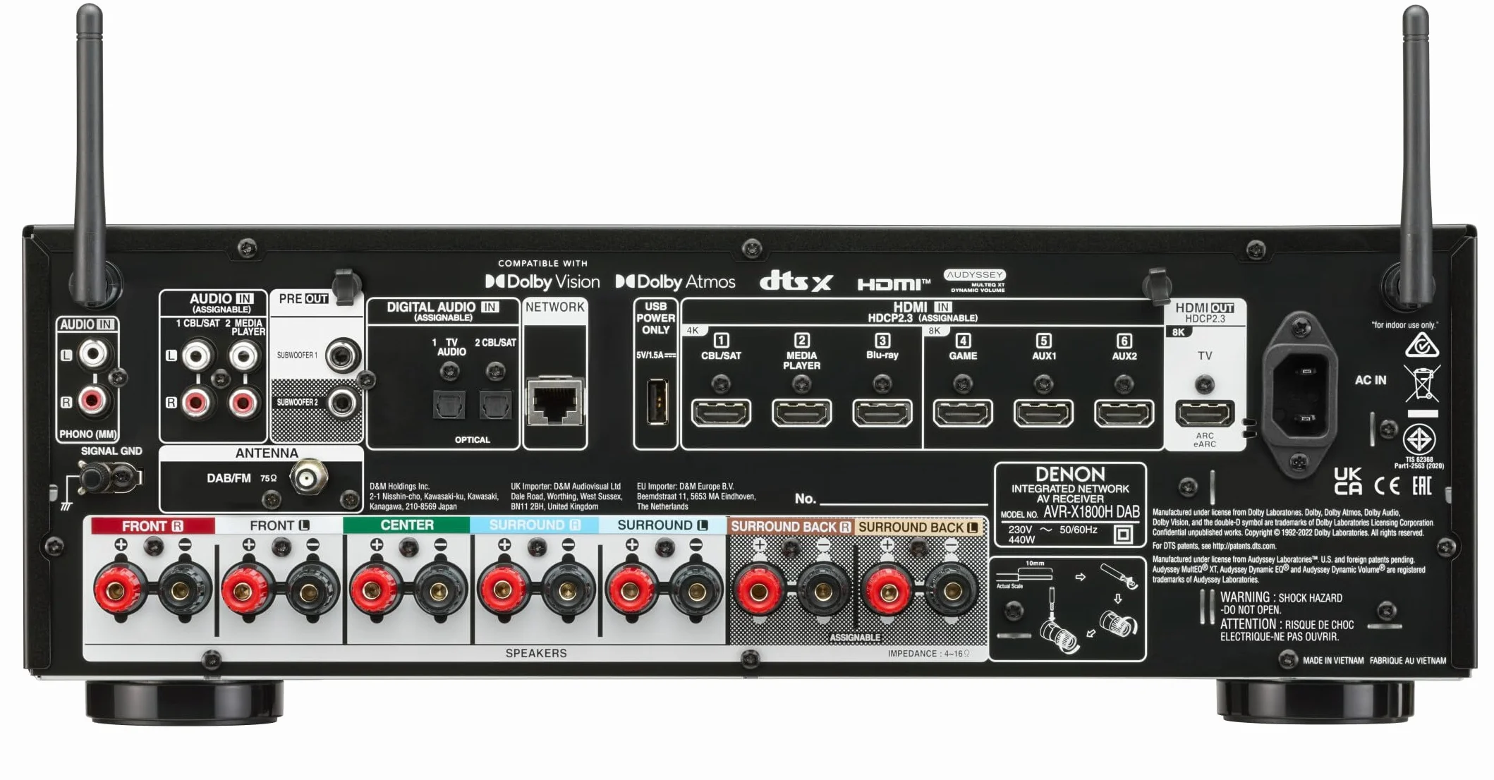 DENON Amplituner AVR-X1800H DAB Czarny