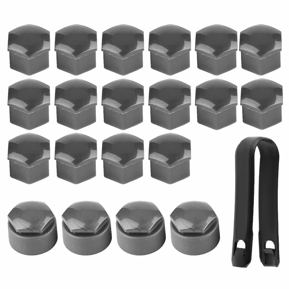 20 PZ Copri Bulloni Cerchi Auto 17mm Copridadi Ruota Universale Tappi Ruote Auto Copri Dadi Esagonali per Pneumatici Cappucci Protettivi del Coperchio della Polvere Auto Copertura Dado Ruota,Grigio