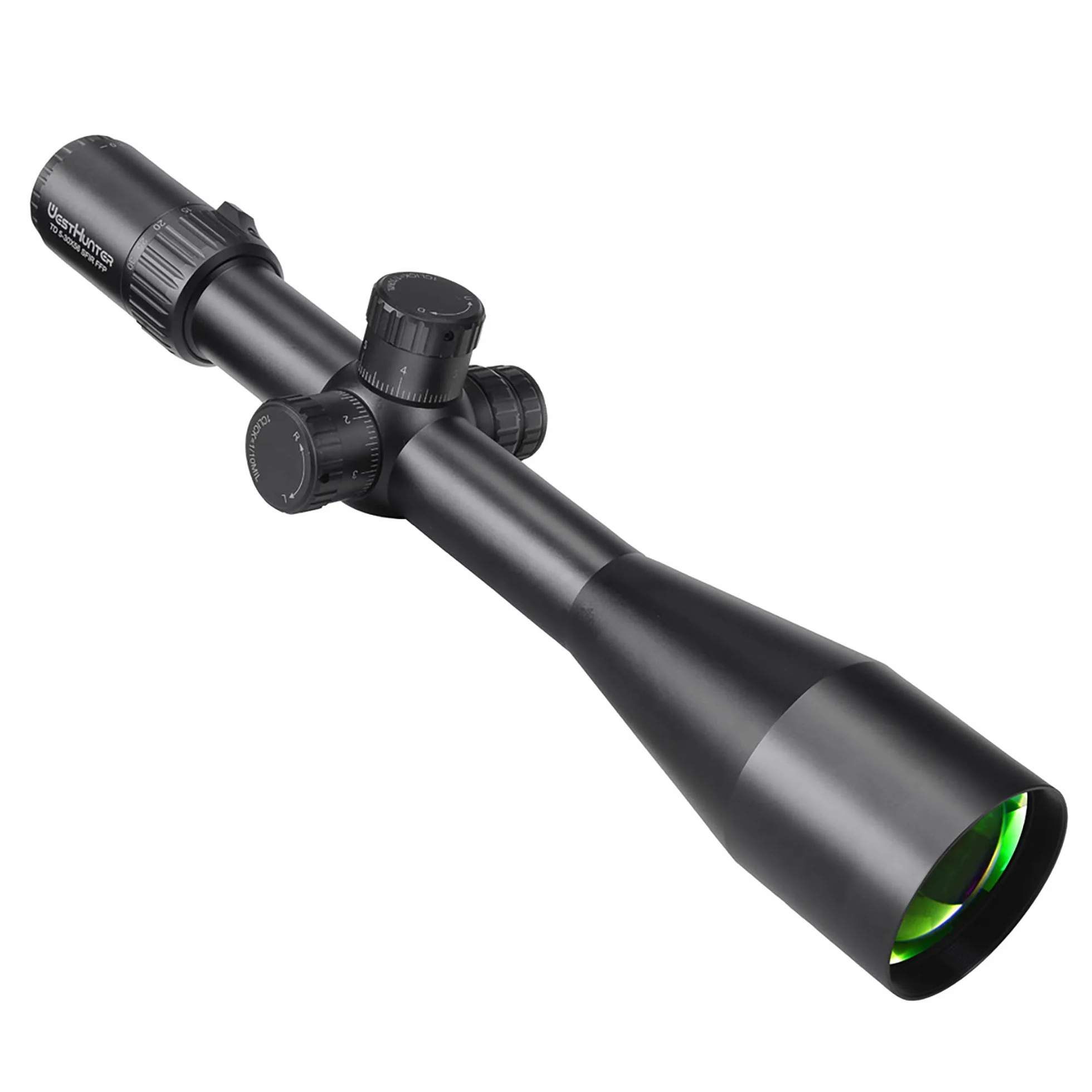 WestHunter Optics TD 5-30x56 SFIR FFP Precision Mirino Telescopico per Tiro di Competizione, Reticolo Illuminato a Primo Piano Focale 1/10 MIL, Tubo da 34mm con Torretta di Azzeramento Stop Zero