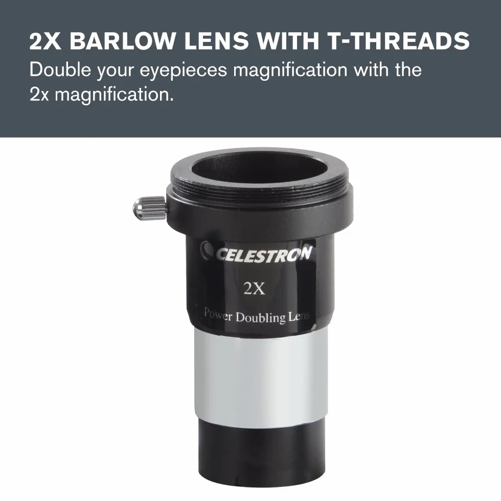Celestron 94307 AstroMaster Kit di accessori per oculari e filtri da 8 pezzi - include due oculari 3 cm, lente di Barlow 2x, tre filtri, panno per la pulizia e custodia rigida nera