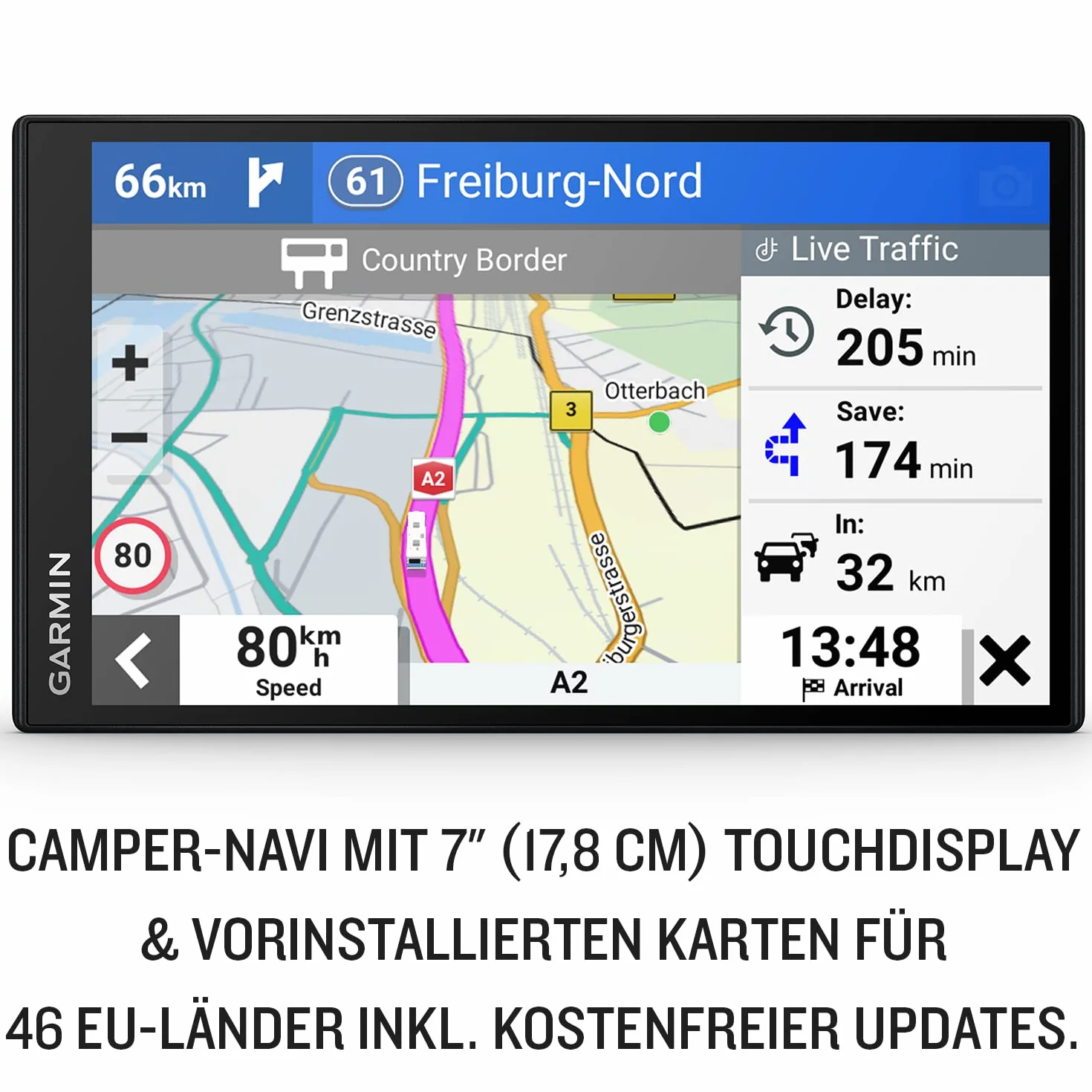 Garmin Camper 795 MT-D, Navigatore GPS per Camper e Caravan, Infotraffico DAB, Display da 7", Mappa Europa, Navigazione in base a dimensioni