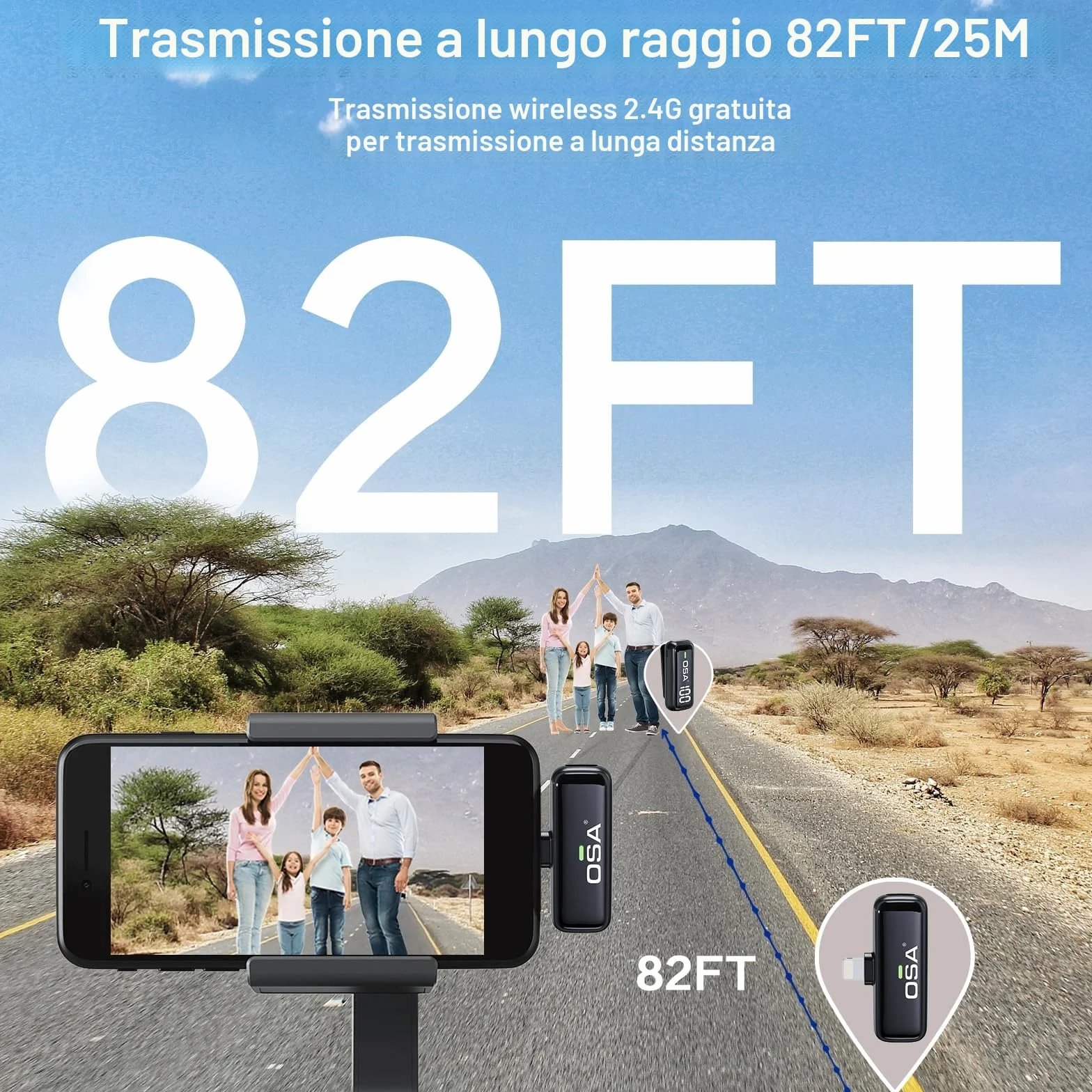 OSA Microfono Lavalier Wireless per iPhone Lightning (Fino a iPhone 14), Mini Microfono Bluetooth con Riduzione Rumore, Display Digitale, per TikTok Vlog YouTube