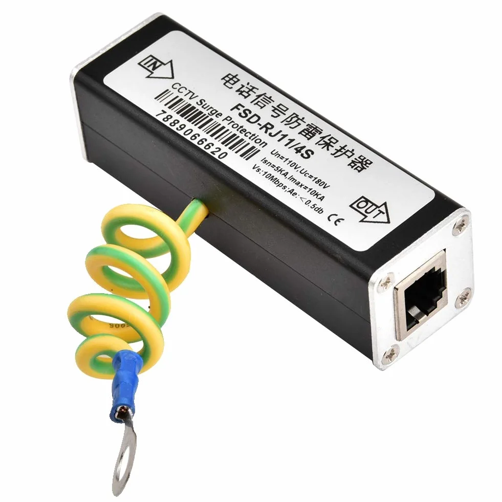 FSD-RJ11 Surge Protector Presa Salvafulmine per Linee di Segnale e Telefoni