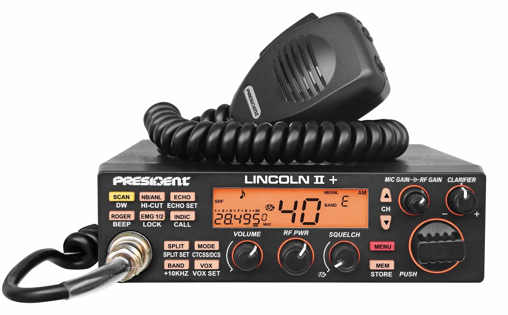 Ham Radio President LINCOLN II +, radioamatore, ASC 10 / 12M, Roger Beep, ANL, NB, filtro Hi-Cut, AM-FM-USB-LSB-CW, programmabile, 12V