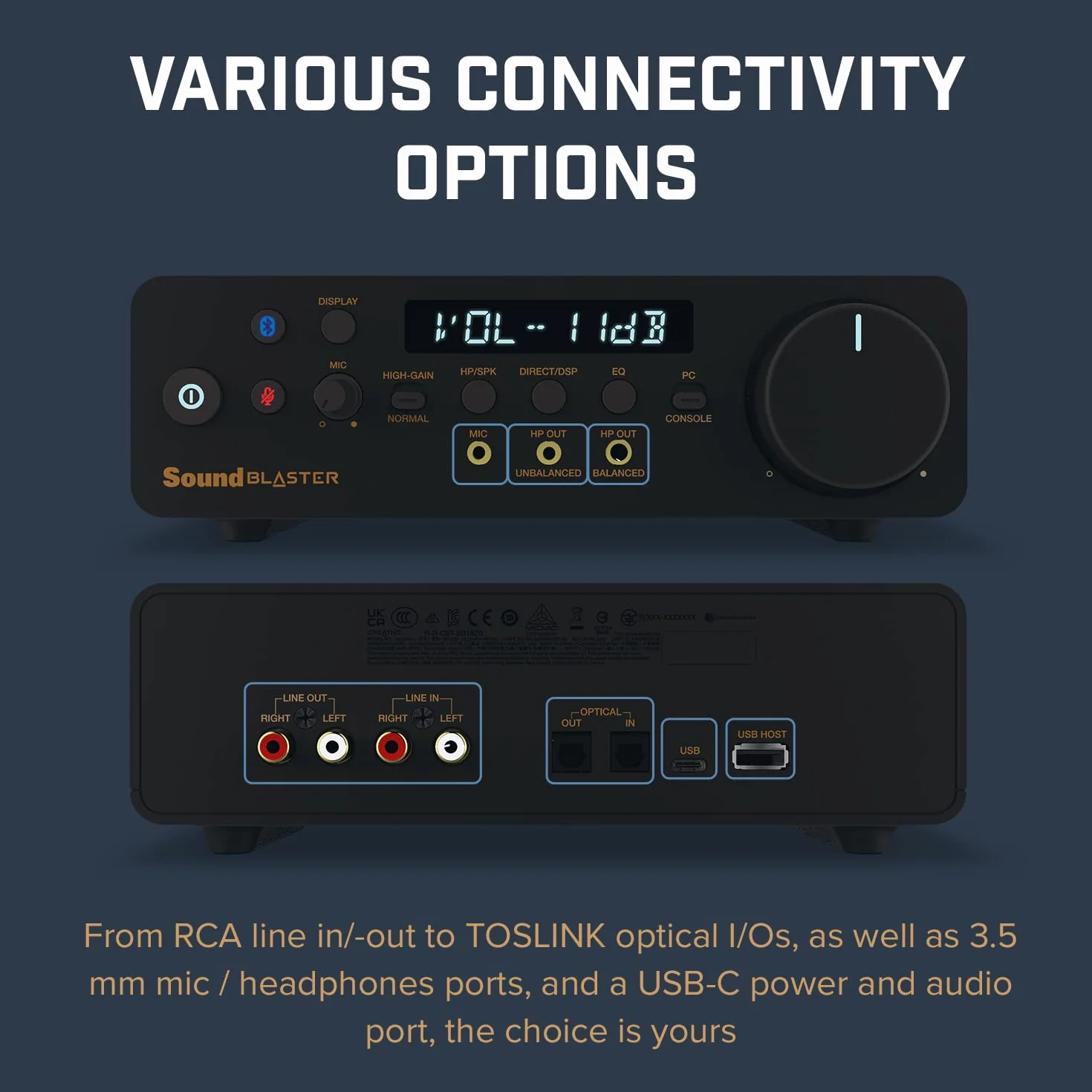CREATIVE Sound Blaster X5 Hi-RES a 32-bit/384 kHz DAC USB Esterno con bi-Amplificatore per Cuffie Xamp Completamente bilanciato e Ricevitore Bluetooth