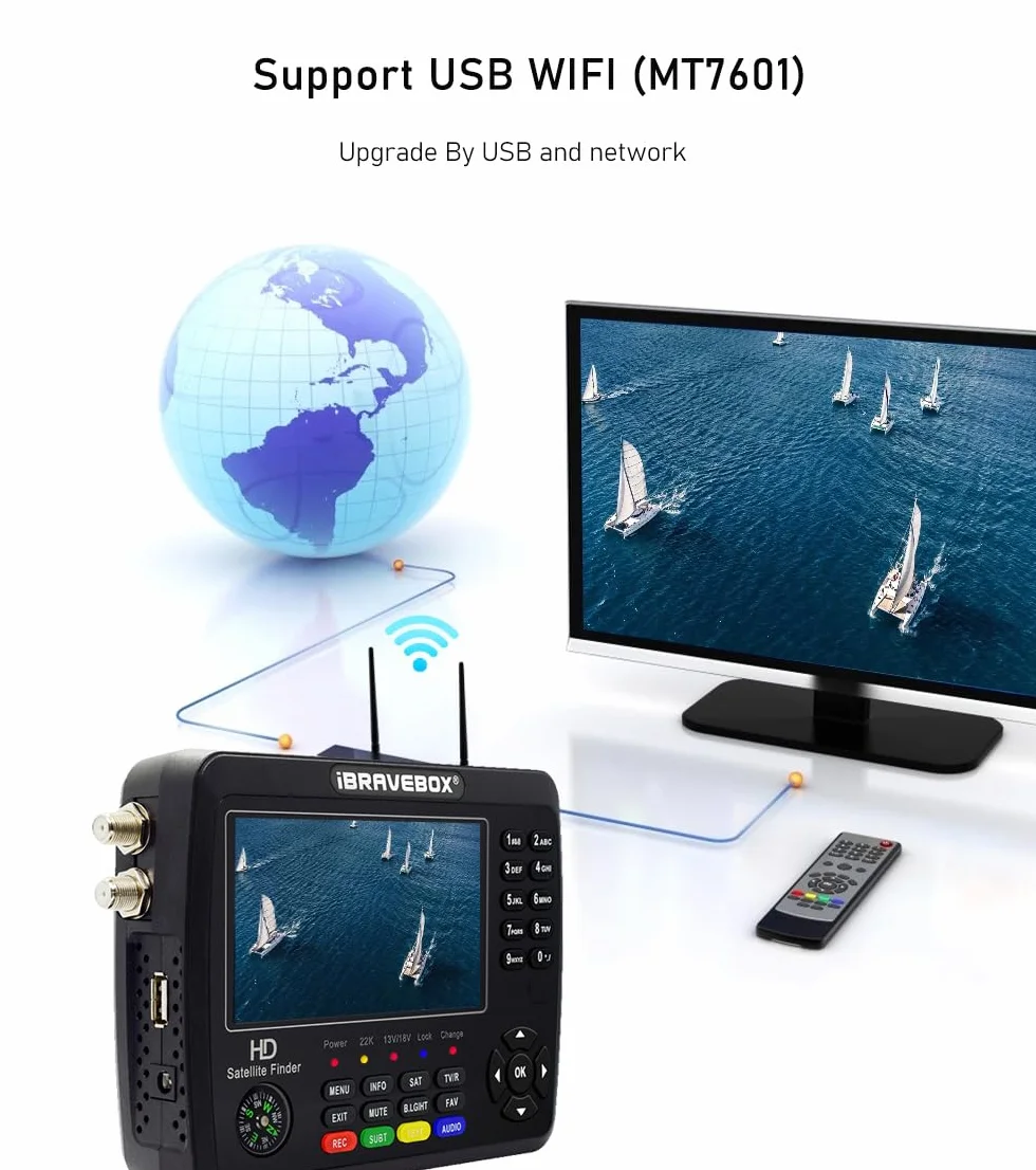 Jemora V10 Finder Max HD Satellite TV Signal Finder DVB-S/S2/S2X Digital Handheld Signal Meter Satellite Finder H.265 LCD da 4,3 pollici per la regolazione della parabola satellitare