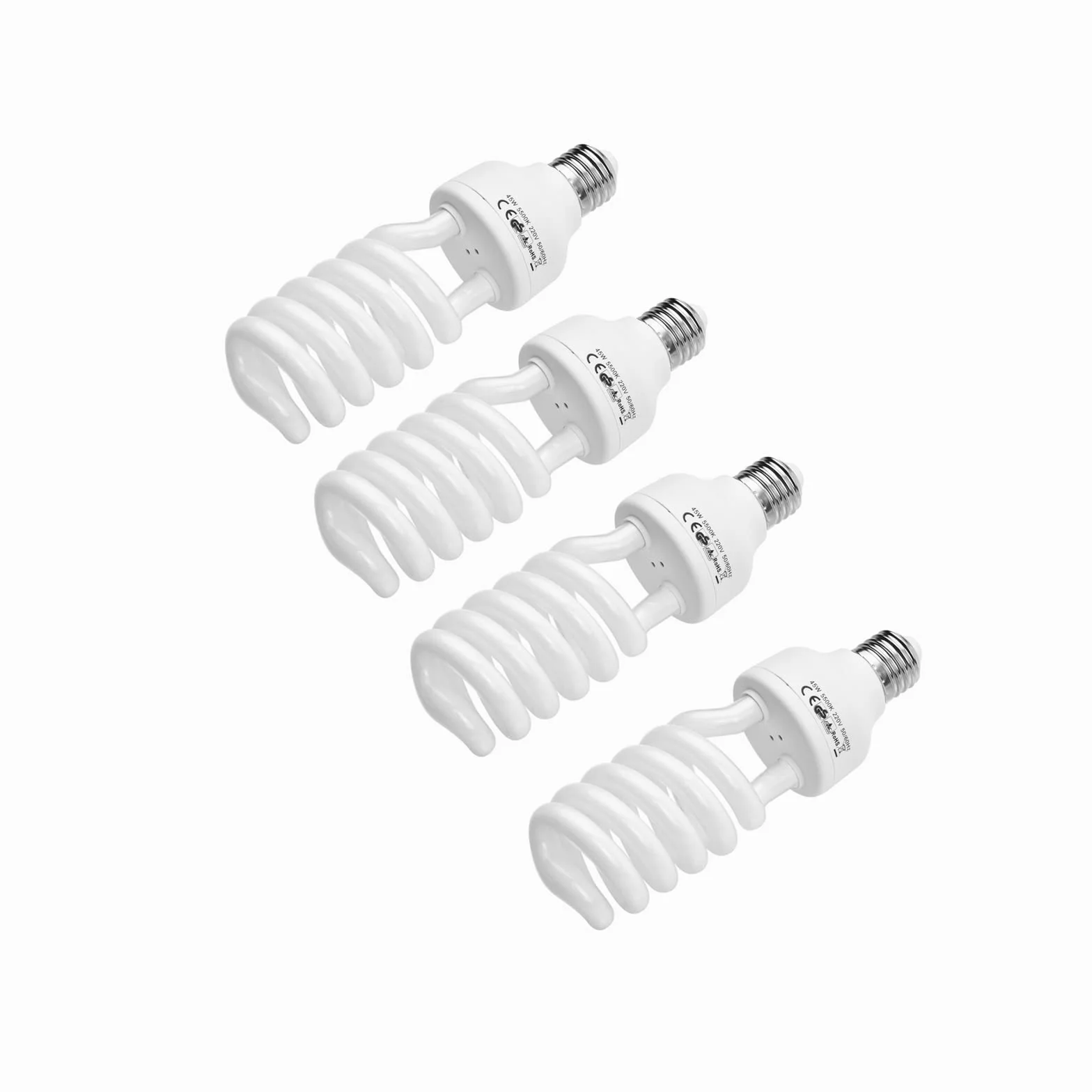 Andoer 4 x Lampada fotografica, Lampadina fluorescente a spirale 45W 5500K Luce diurna E27 Presa a risparmio energetico per fotografia in studio Illuminazione video