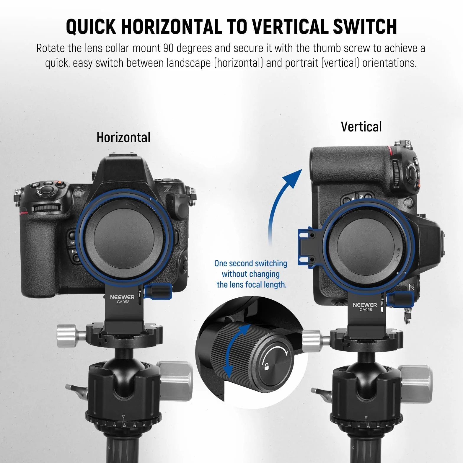 Neewer Piastra di montaggio girevole per Nikon Z8 Z7 II Z6II Z5 FTZII, adattatore veloce da orizzontale a verticale per treppiede per fotocamera compatibile con DJI RS 3/2 e sistema di sgancio
