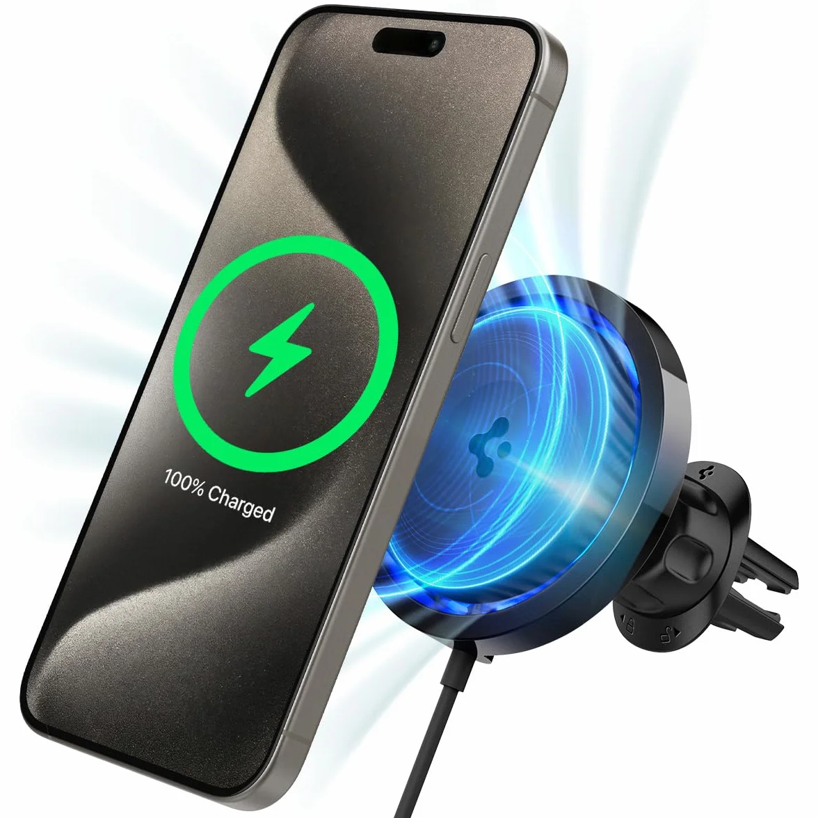 Spigen OneTap Pro MagFit CryoMax Ricarica Wirelss Auto per Cellulare con Ventola di Raffreddamento, Supporto Telefono MagSafe Compatibile con iPhone 17/17e/16/15/14 Pro Max e PixelSnap - Presa d’Aria