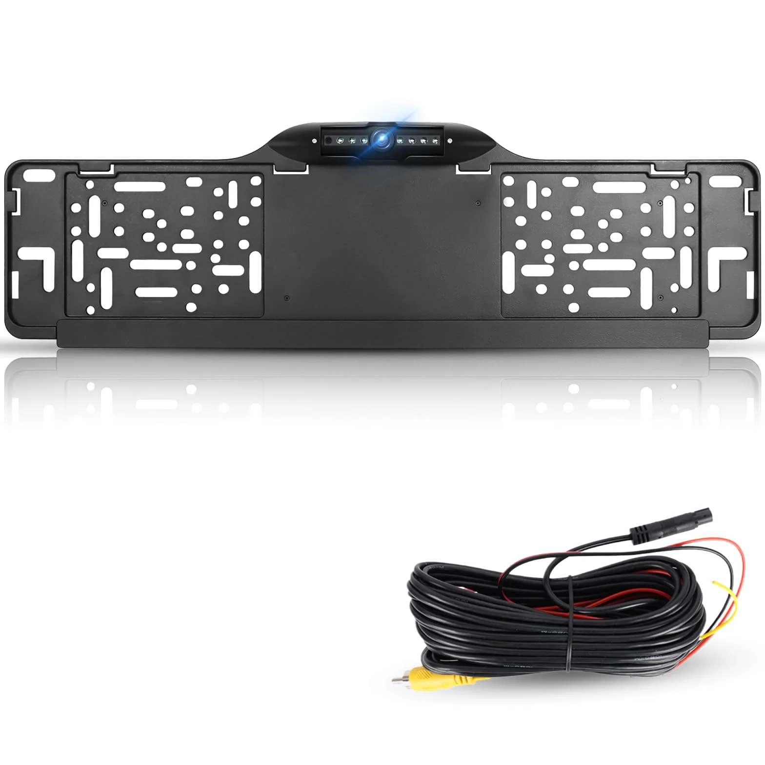 Hodozzy Porta Targa per Telecamera Posteriore Auto HD 1080P con Porta Targa Universale Telecamera di Retromarcia Visione Notturna Impermeabile Angolo Regolabile Telecamera Retrocamera per Auto 12V