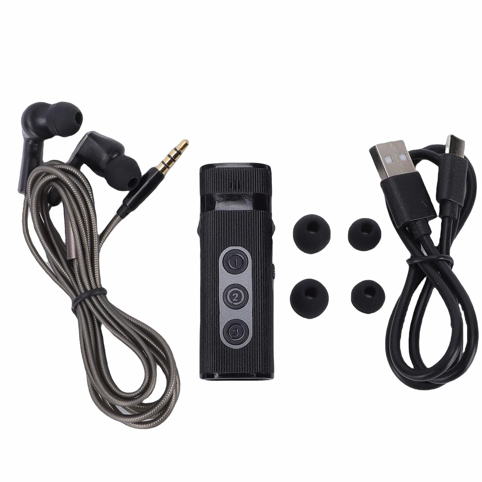 Sxhlseller Amplificatore Audio per Anziani con Cuffie Cablate, Controllo Volume, Cancellazione Rumore, Ricaricabile (NERO)