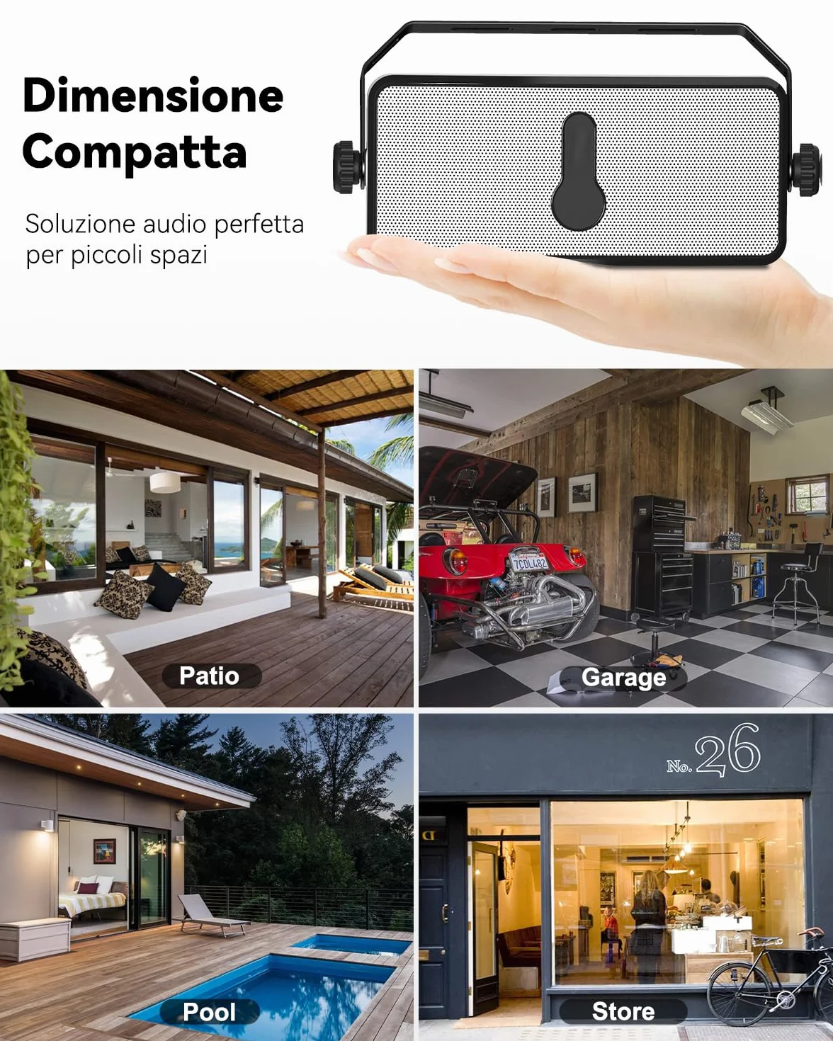 Altoparlante Bluetooth Esterno IPX5 Montaggio a Parete Compatibile con Telefono PC Echo Dot MZ-511