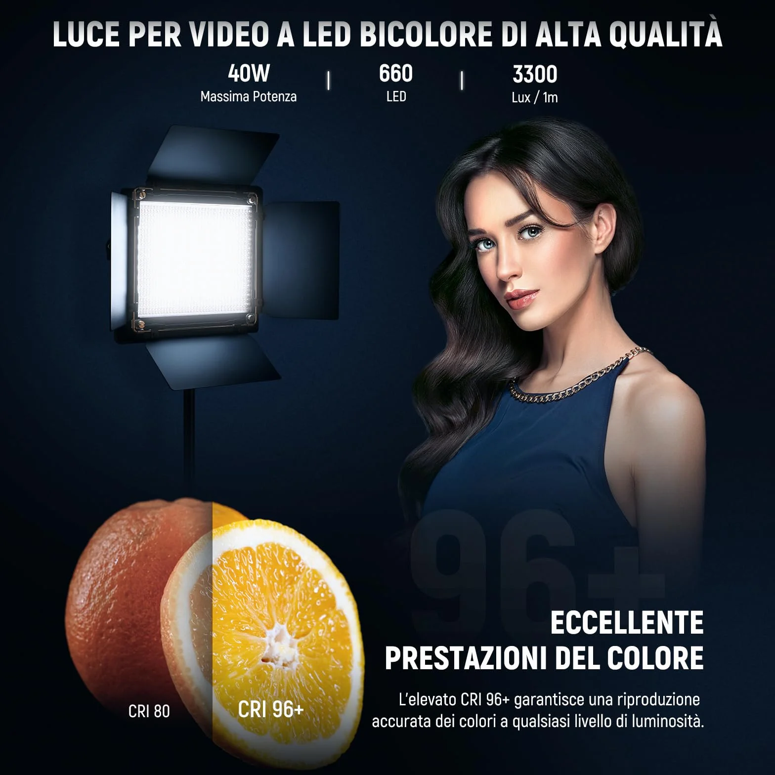 NEEWER 660 Pannello Luce LED Fotografia Kit d’Illuminazione:Luci Video Bicolore Dimmerabile 3200-5600K CRI 96+ & 190cm Cavalletto, Faretto LED Fotografico per Riprese Video e Foto Studio