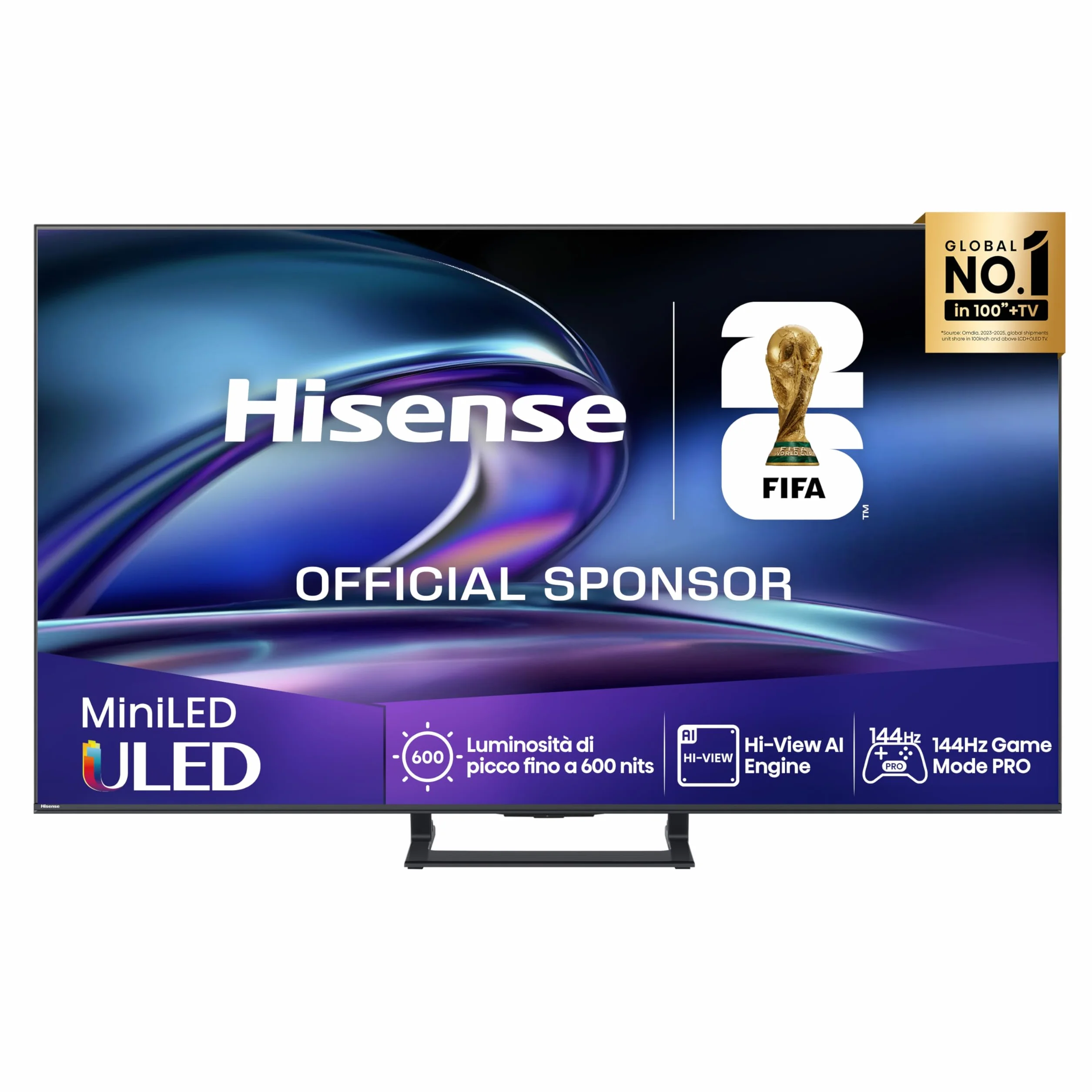 Hisense TV 65" Mini-LED 4K 144Hz Smart VIDAA U8 Dolby Vision IQ HDR10+ Adaptive Dolby Atmos 2.1 Subwoofer Alexa Built-in