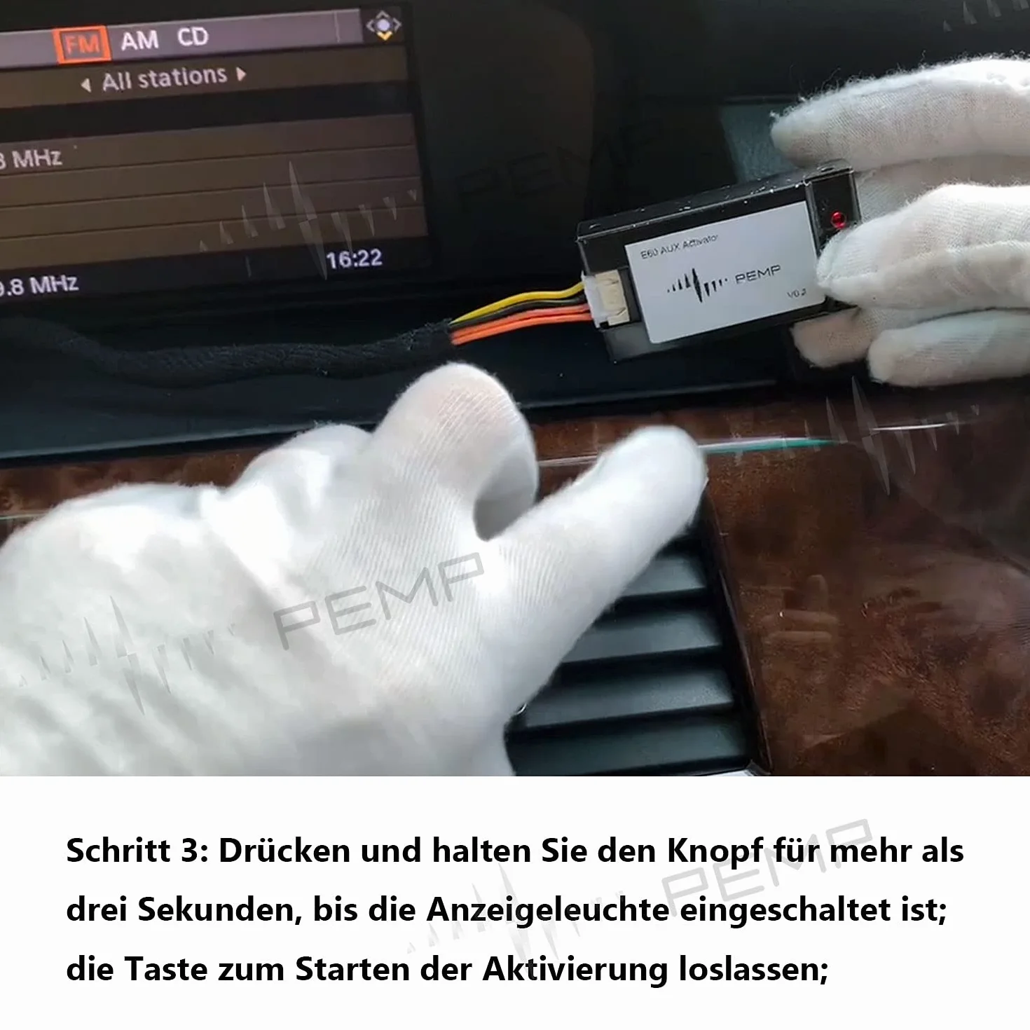 PEMP Adattatore Aux E60 Apri l'audio Aux dell'auto originale per BMW E60 E61 E63 E64 CCC (2003-2010)