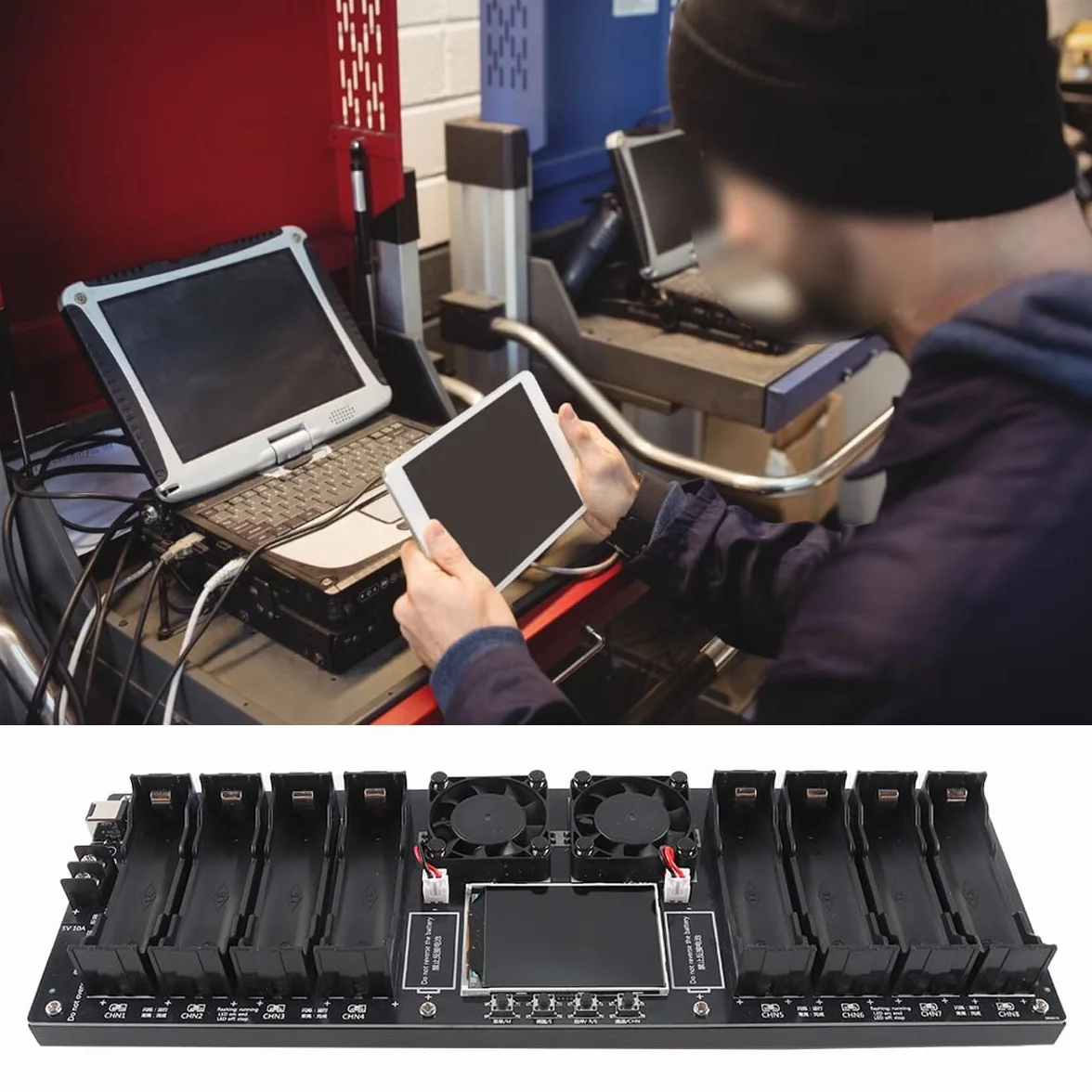 Tester per Batterie al Litio 8 Canali 18650 con Carica Automatica e Misurazione Resistenza Interna