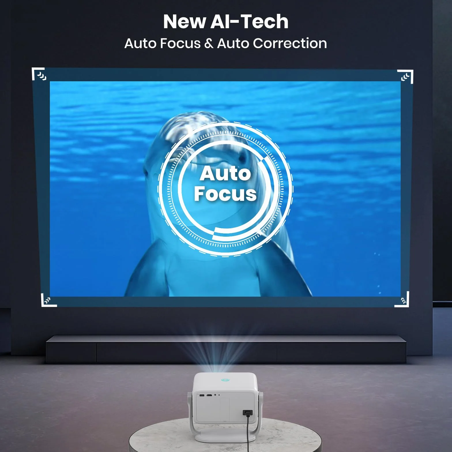 4K Proiettore [Auto Focus/Base Girevole a 360°] Proiettore con Wifi e Bluetooth 1080P Nativo Proiettori One-Click Use YouTube/D+, Smart Home Outdoor Proiettori