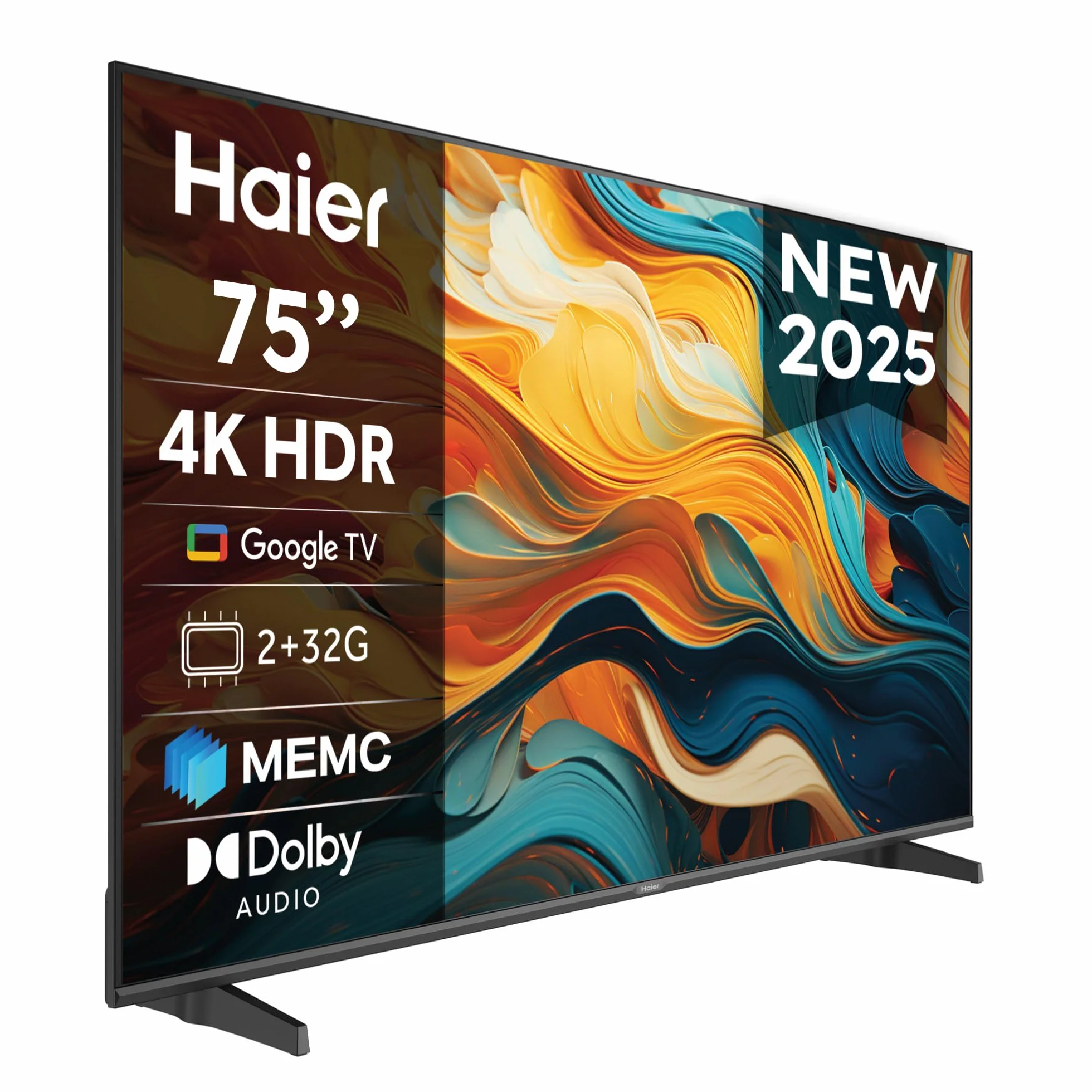 Haier LED 4K UHD H75K85FUX 75" Smart TV, Google TV, Dolby Audio, HDR 10, Telecomando Smart, Google Assistant, Bluetooth 5.1, DBX TV, HDMI 2.1 x 4 [2025]