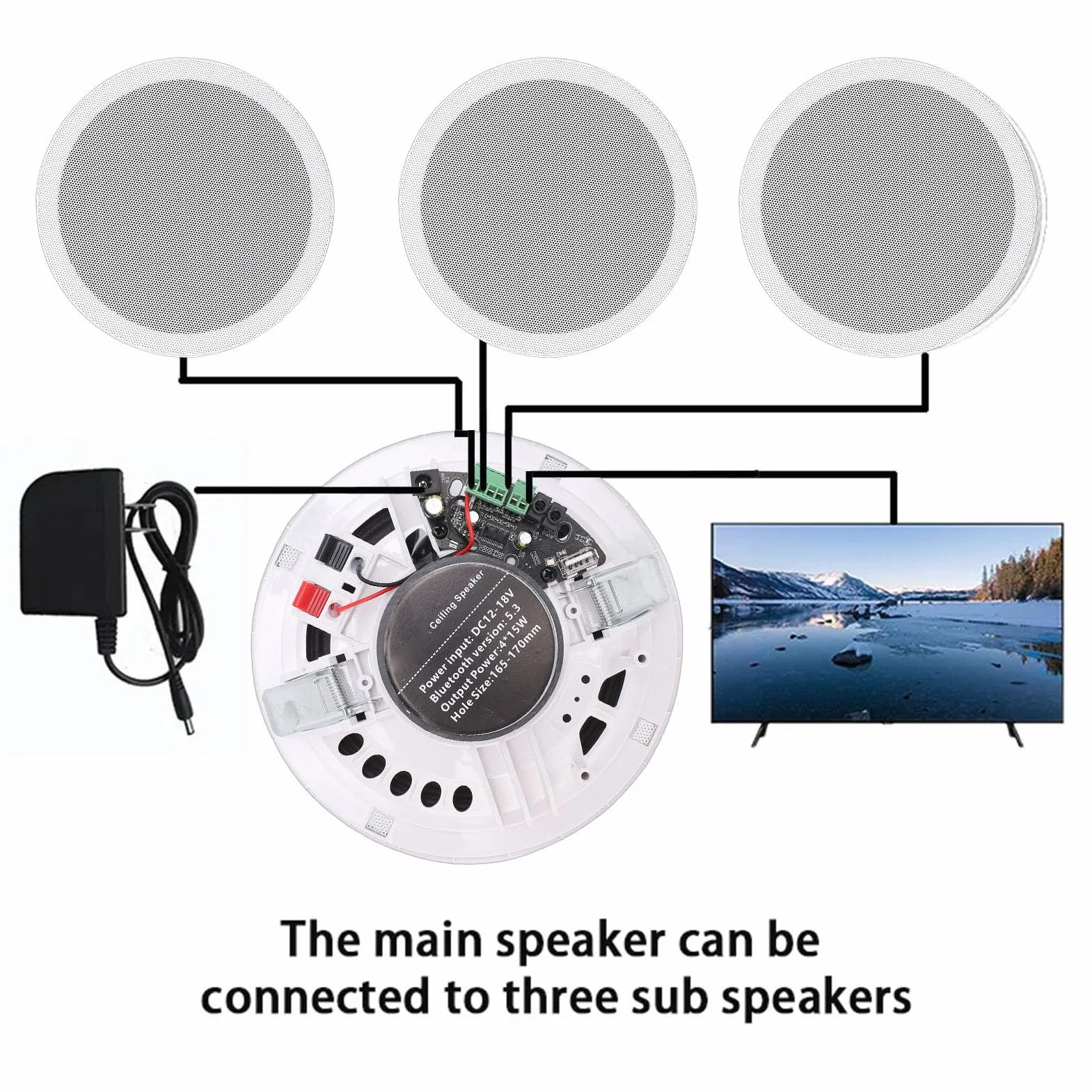 Altoparlante Bluetooth da Soffitto 60W con Amplificatore Classe D Integrato (white)