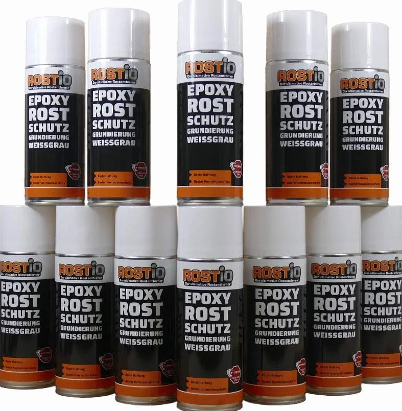 Rostio Epoxy Primer 1K | EP Primer antiruggine Spray | Protezione contro la corrosione | Primer Primer antiruggine | Asciugatura rapida (12 pezzi)