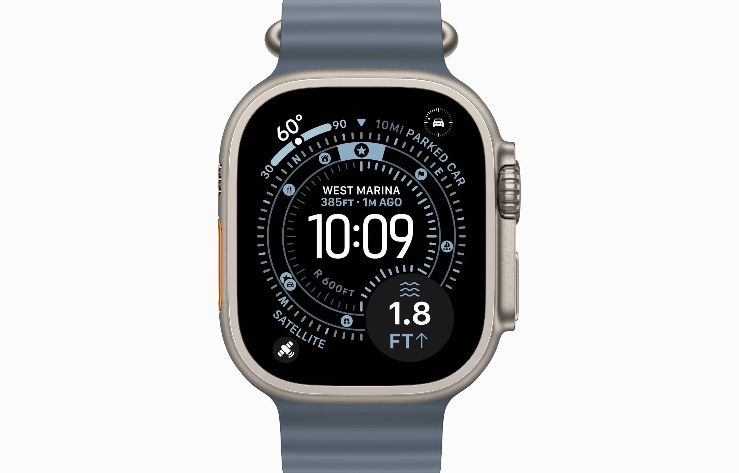 Apple Watch Ultra 3 [GPS + Cellular, 49mm] Cassa in Titanio Naturale con Cinturino Ocean Blu Salmastro (Ricondizionato)