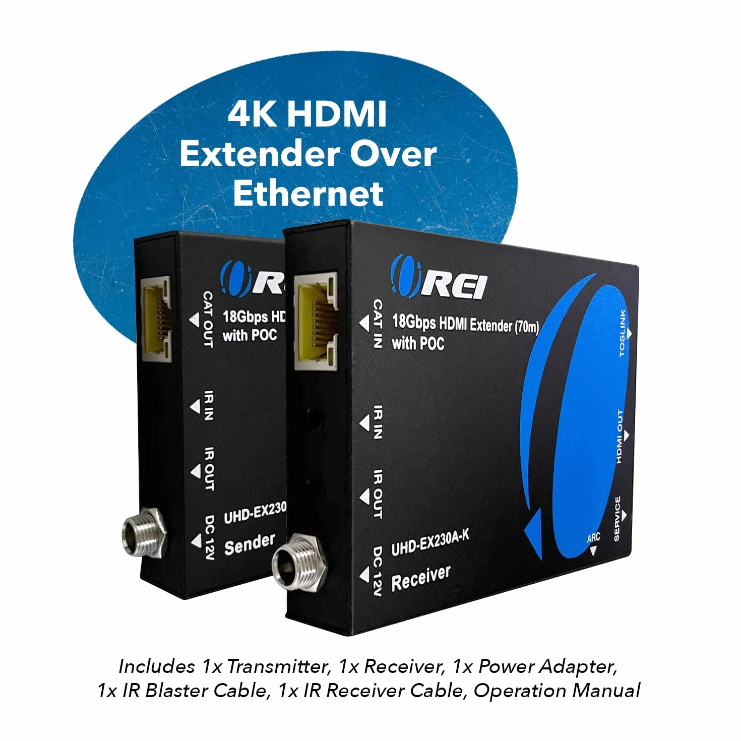 Orei Estensore HDMI 4K su Ethernet, Extender Balun Over Cat6/Cat7 con estrattore audio IR ottico, Loop Out, 4K@60Hz UltraHD, bassa latenza