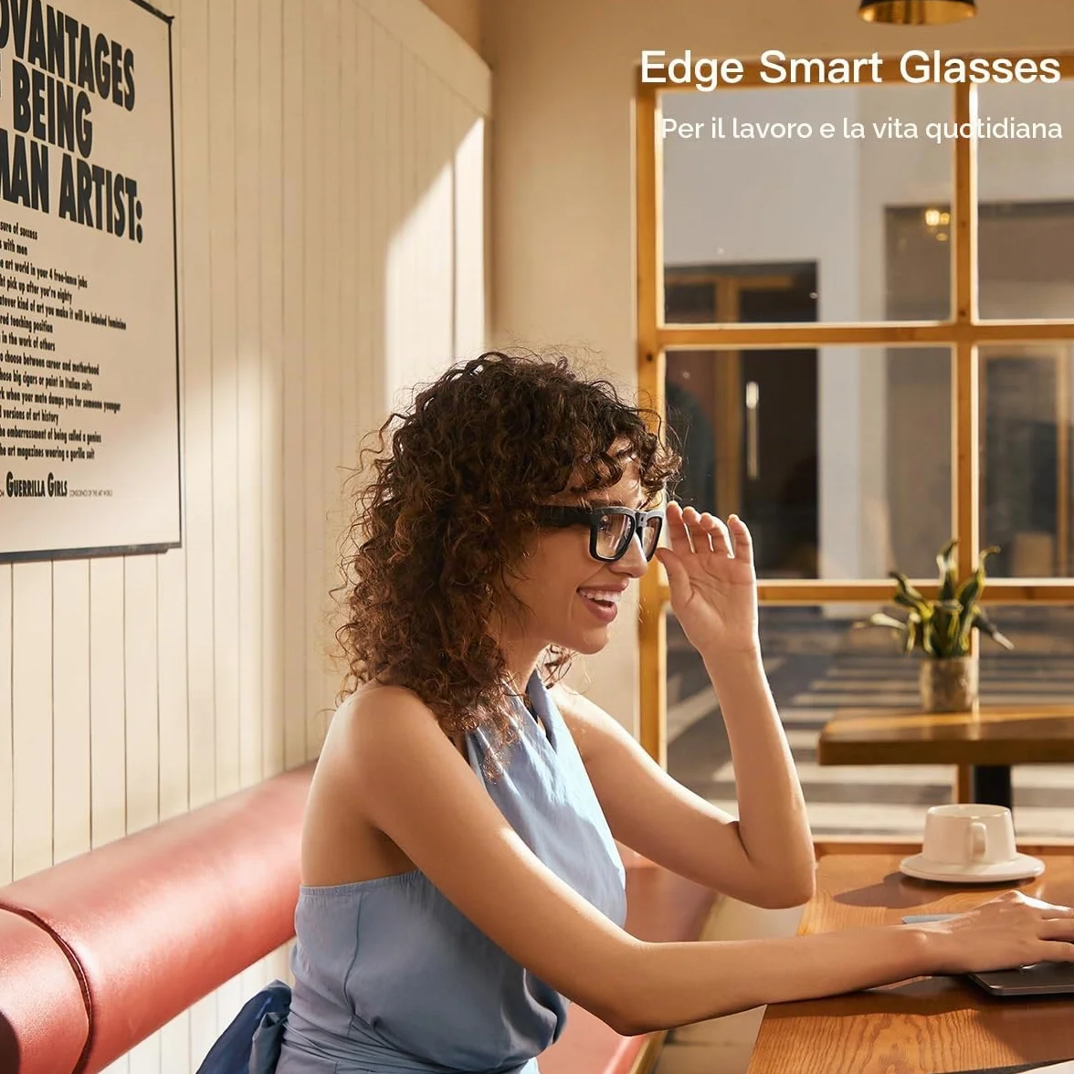 OhO Smart Glasses, occhiali da sole con fotocamera da Bluetooth, con altoparlante aperto, cuffie auricolari, per sport interni ed esterni, protezione UV polarizzata, per uomini e donne,